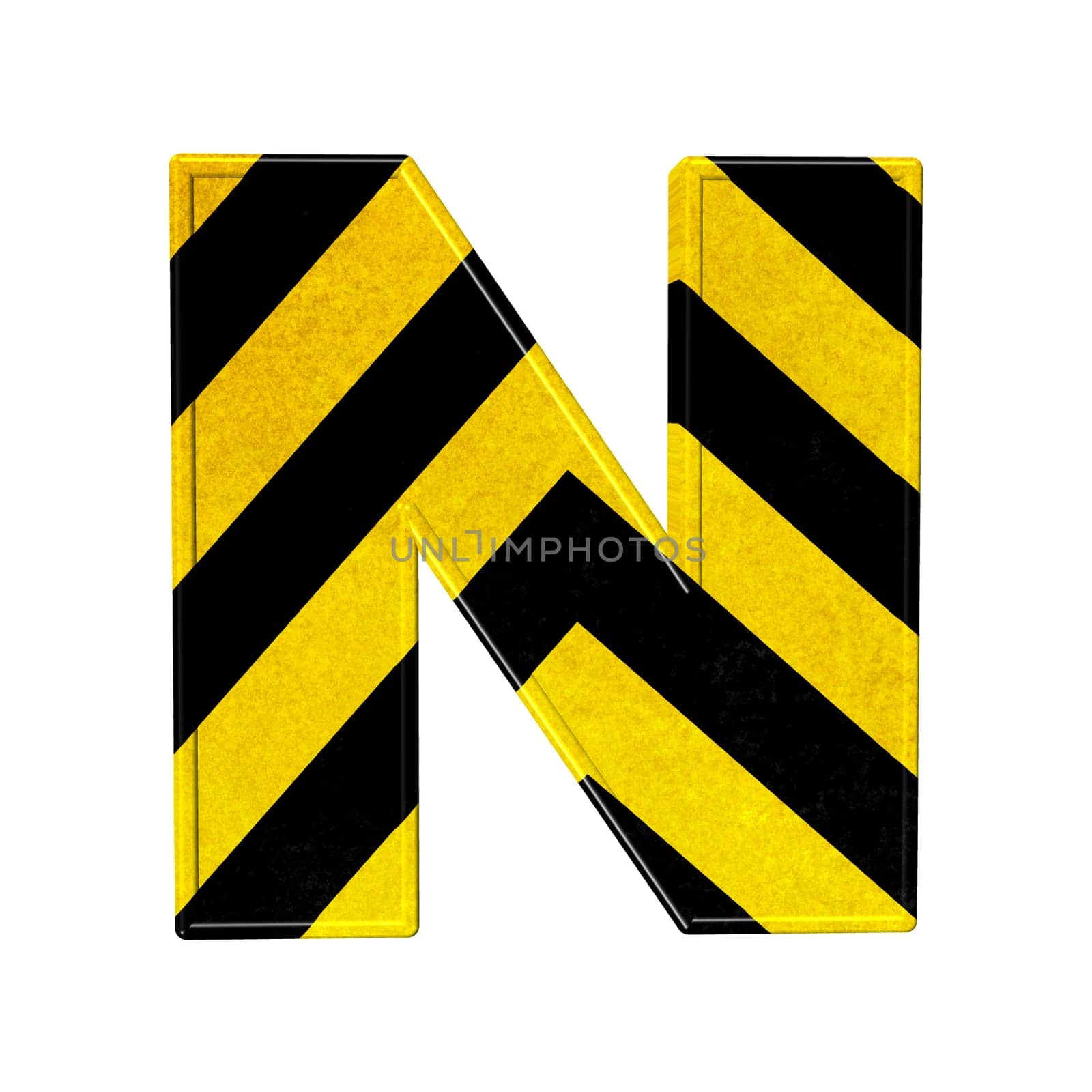 letters in black and yellow danger stripes .