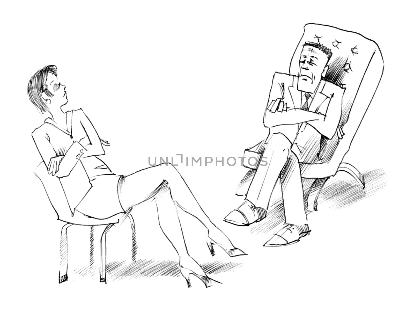 Body language: woman and man talking