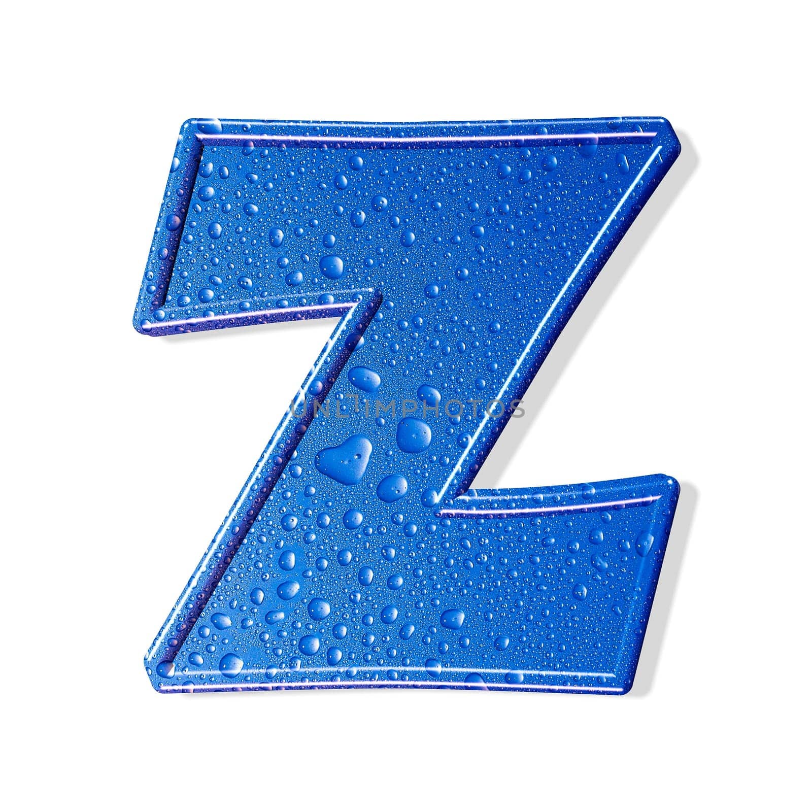 Water alphabet. white background.  isolated