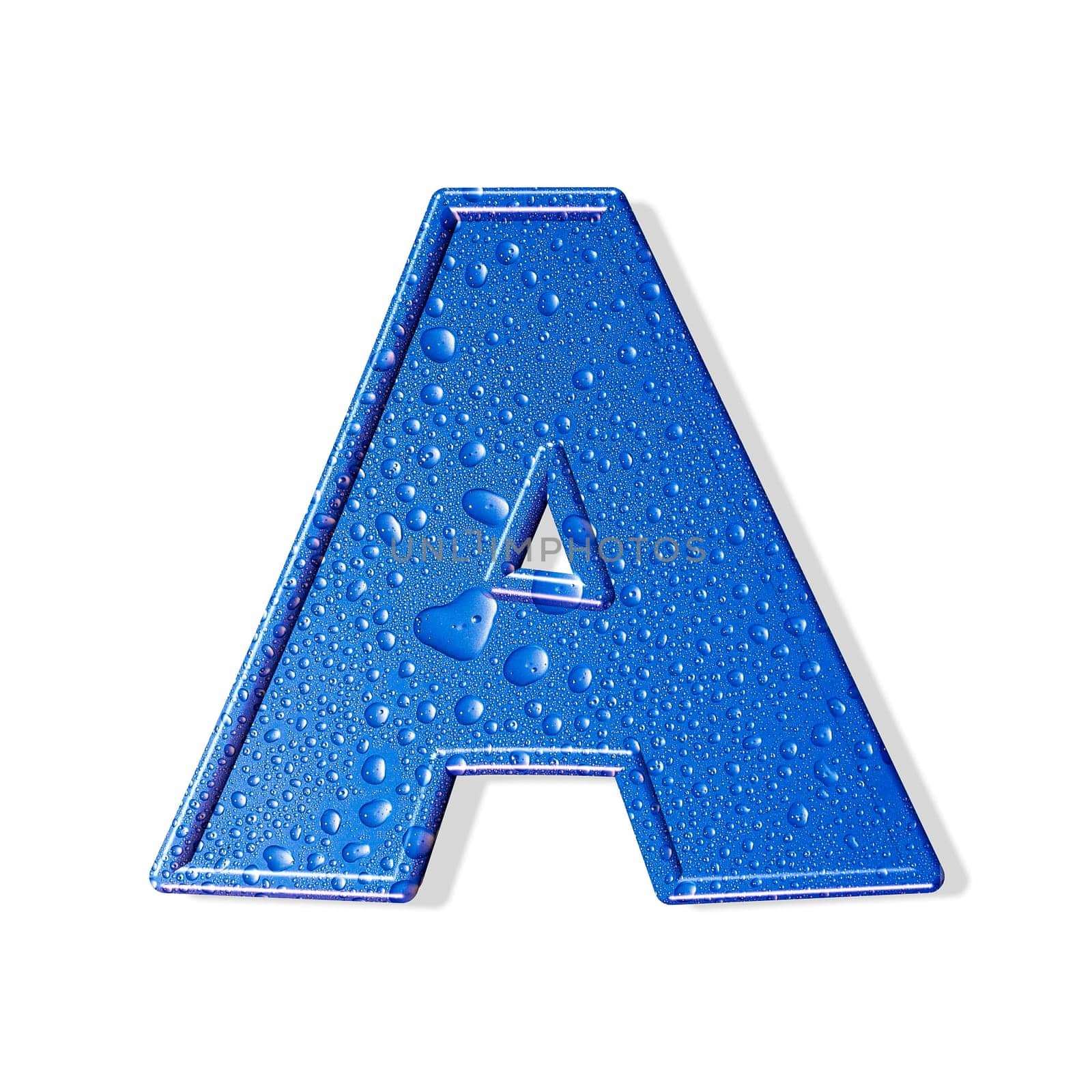 Water alphabet. white background.  isolated