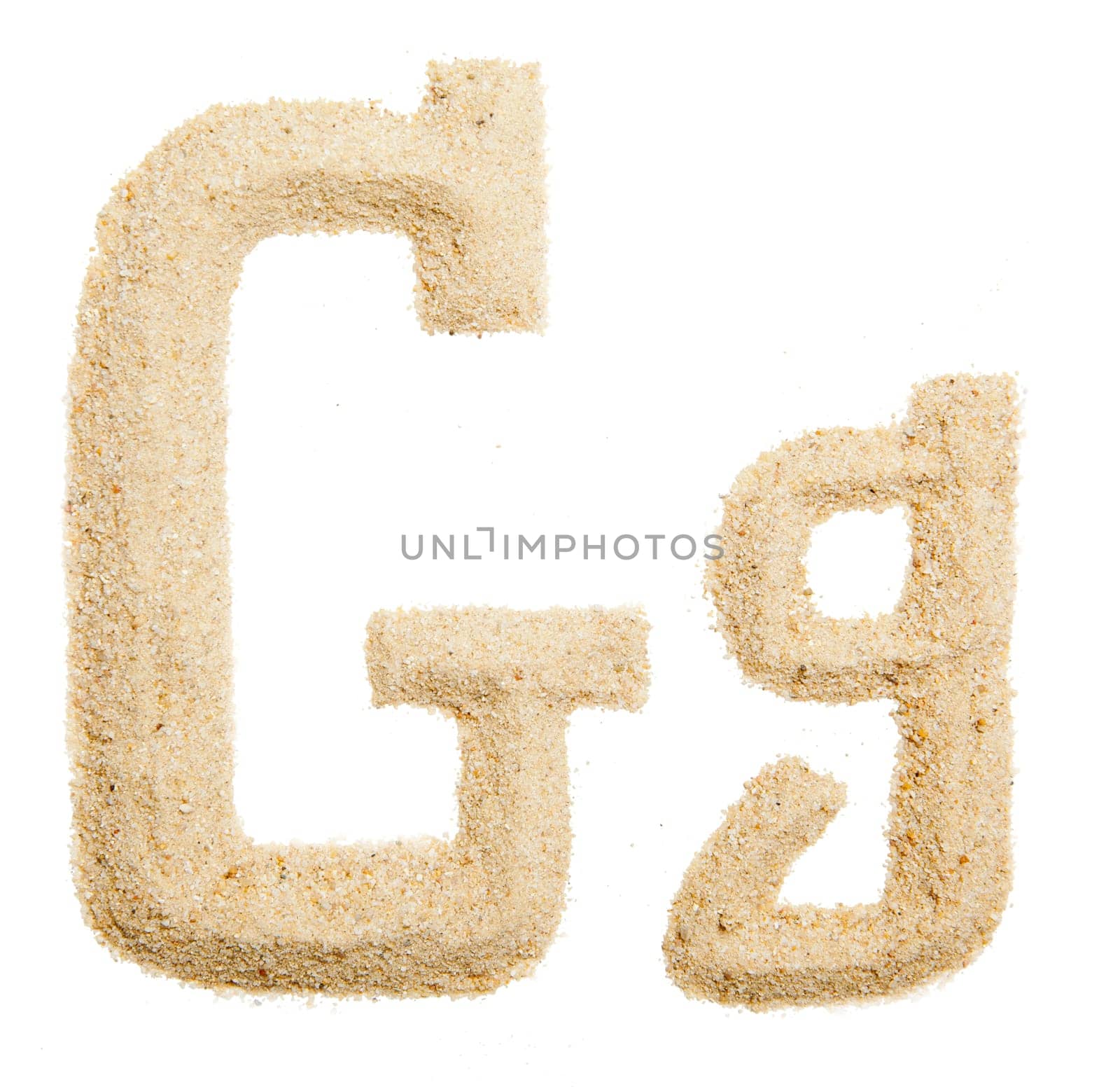sand alphabet isolated on white