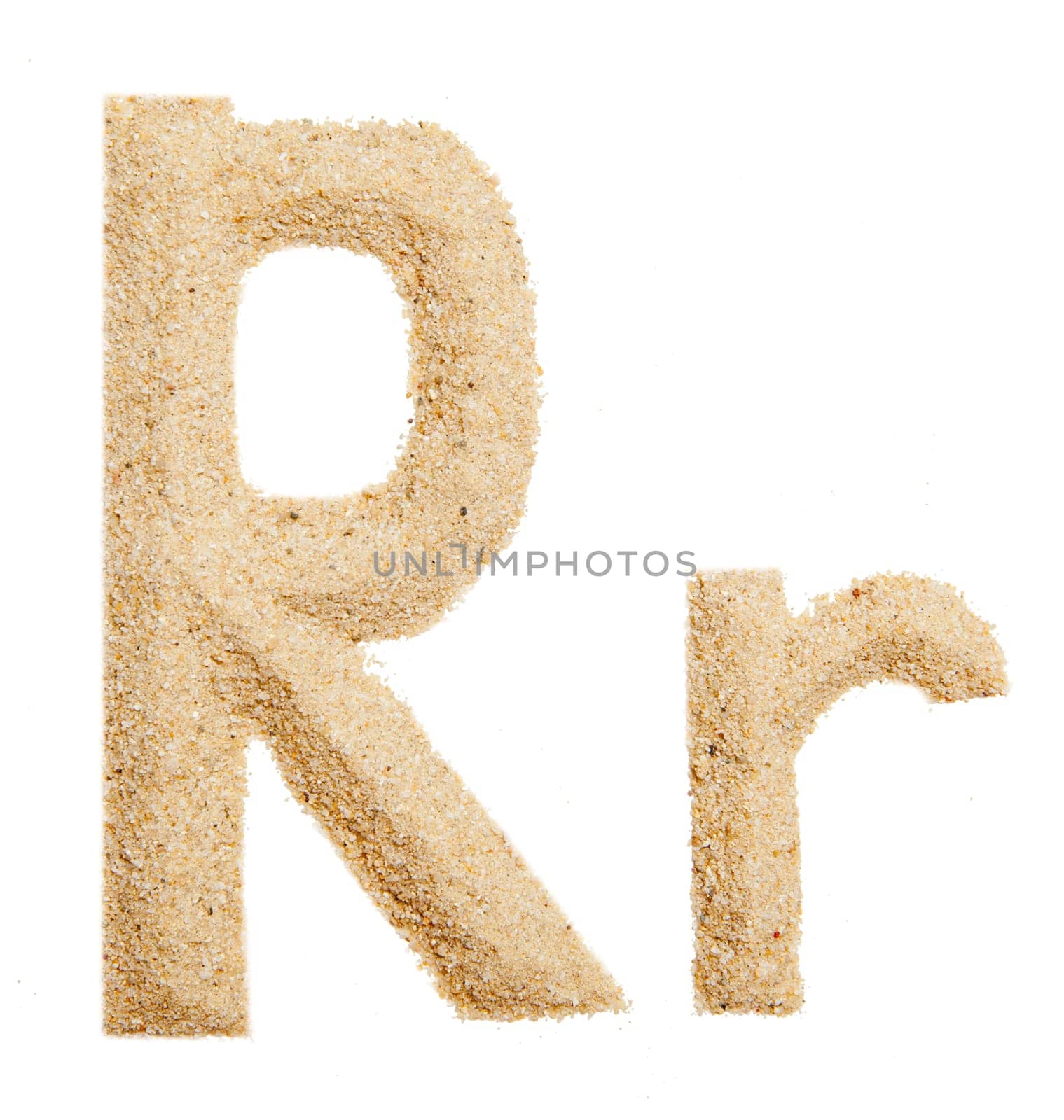 sand alphabet isolated on white