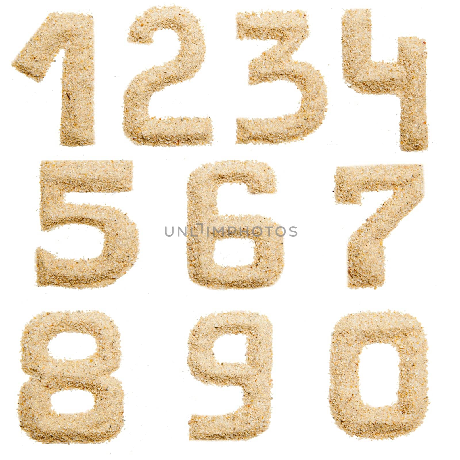 sand alphabet isolated on white