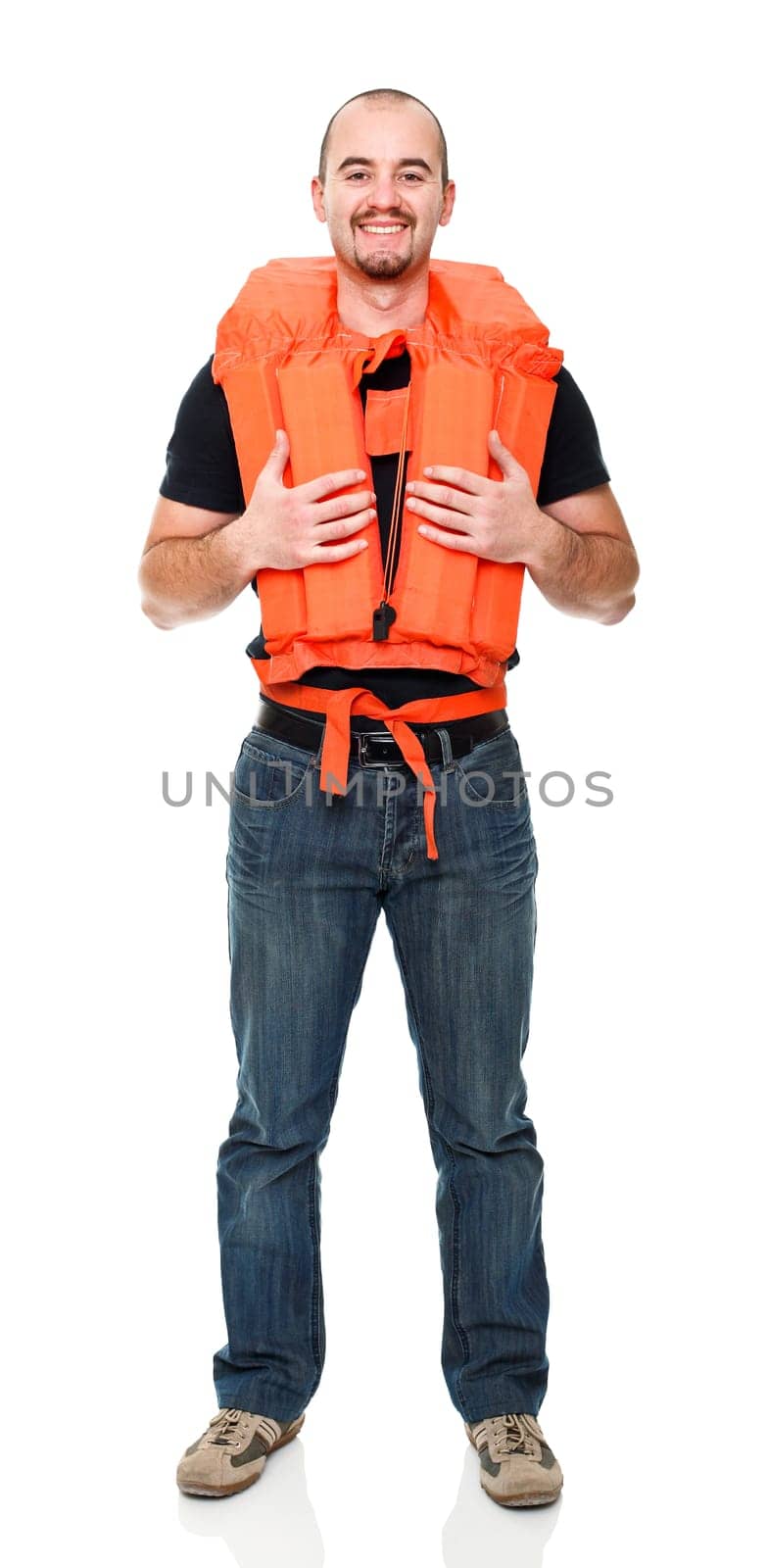 man with Personal flotation device