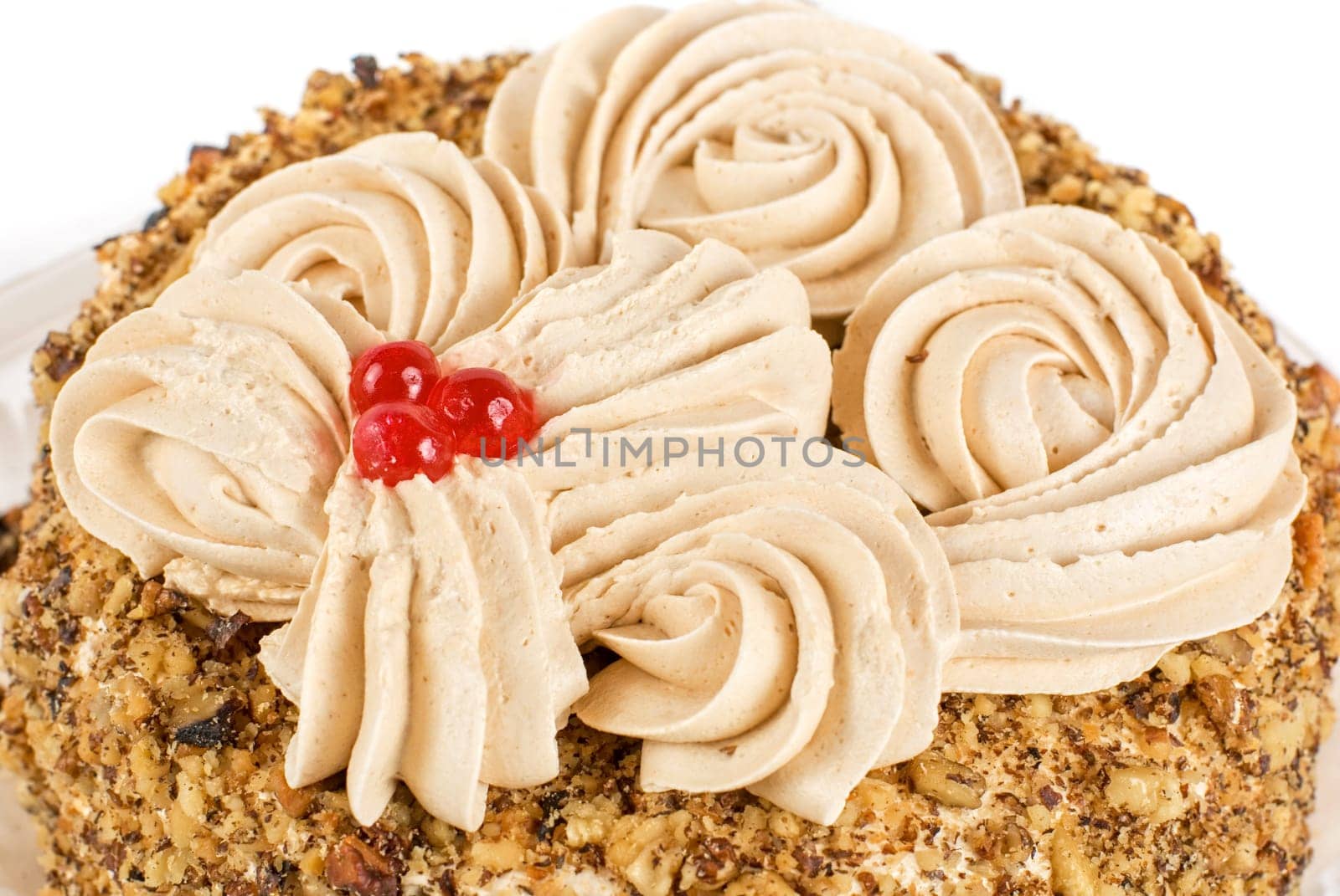 cake closeup with berry isolated on a white