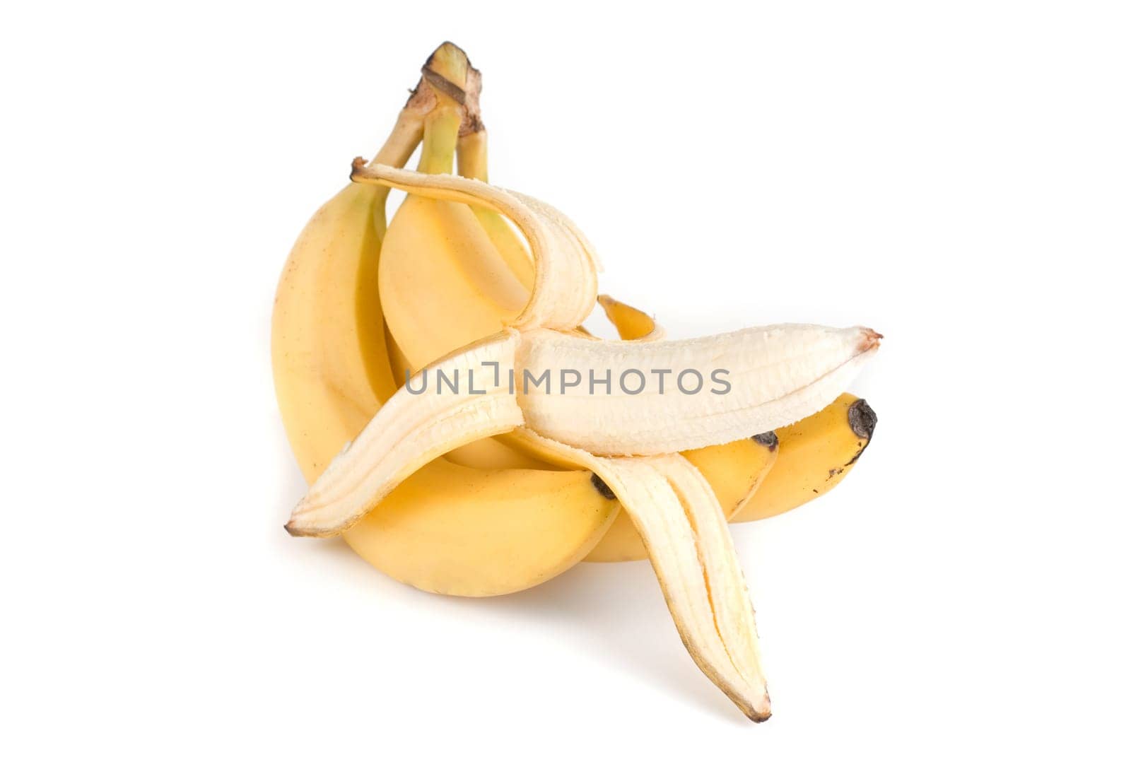 Ripe bananas isolated on a white background
