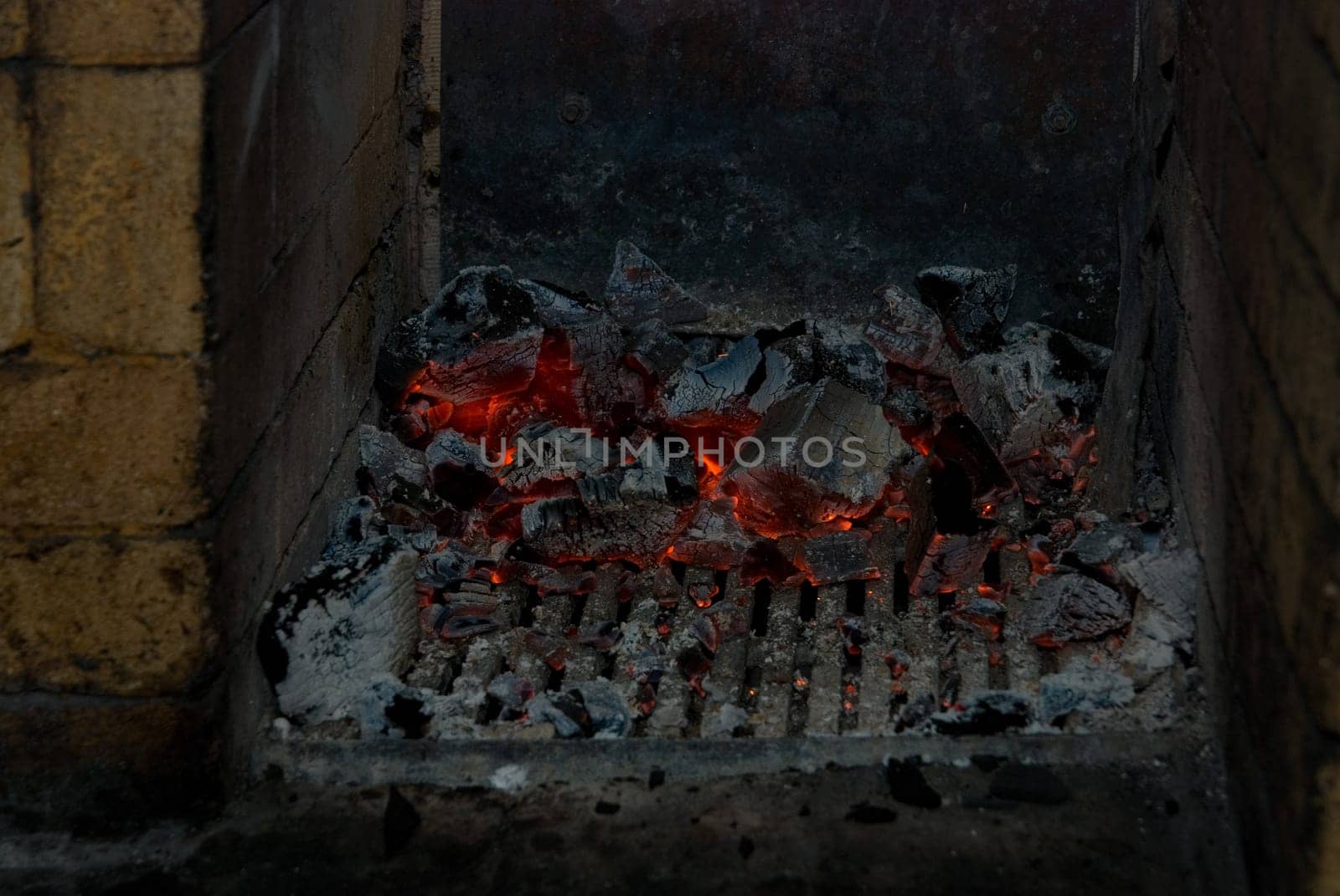 photo of the live coals at stove