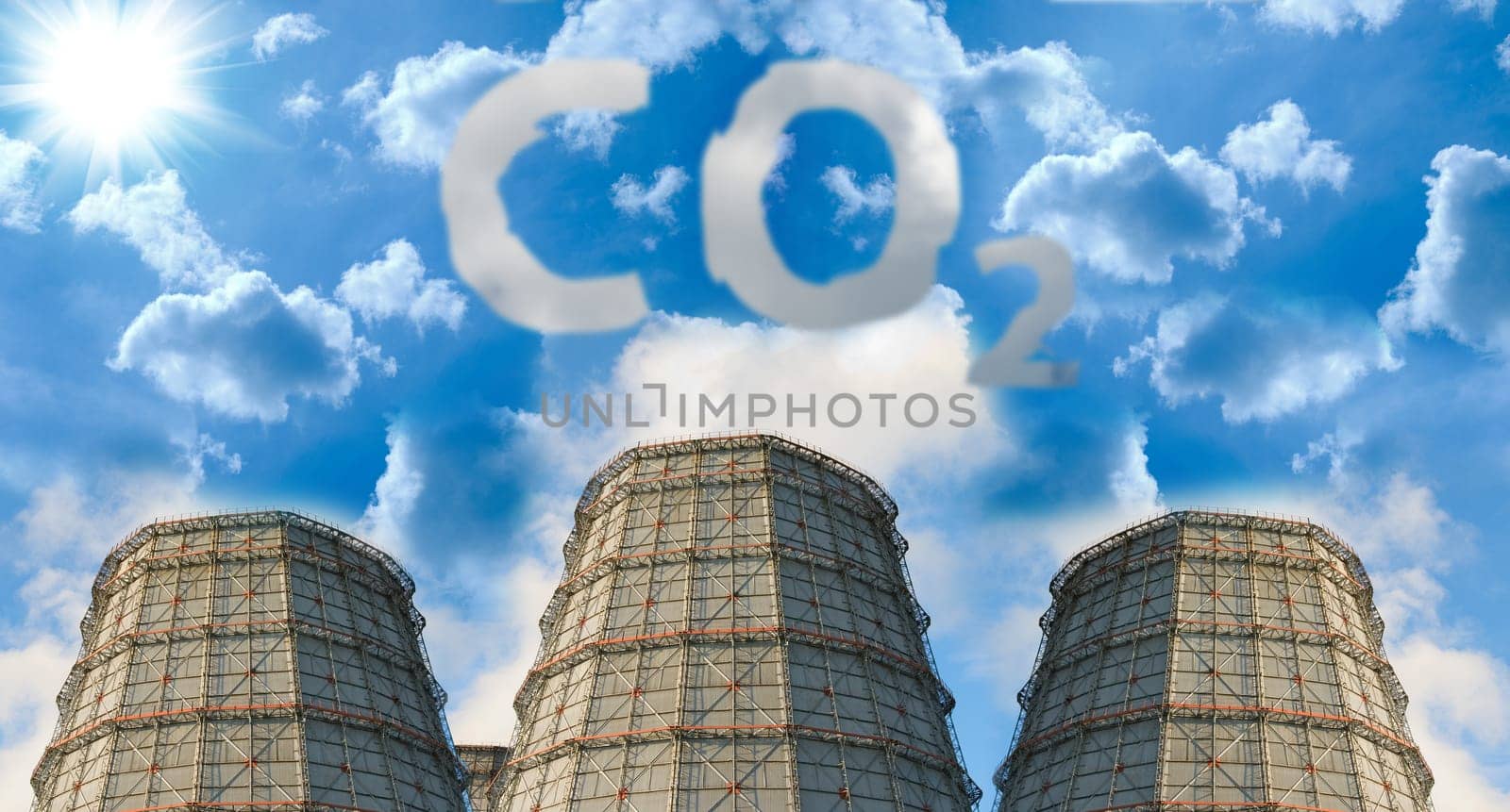 coal power plants with pipe on blue sky background