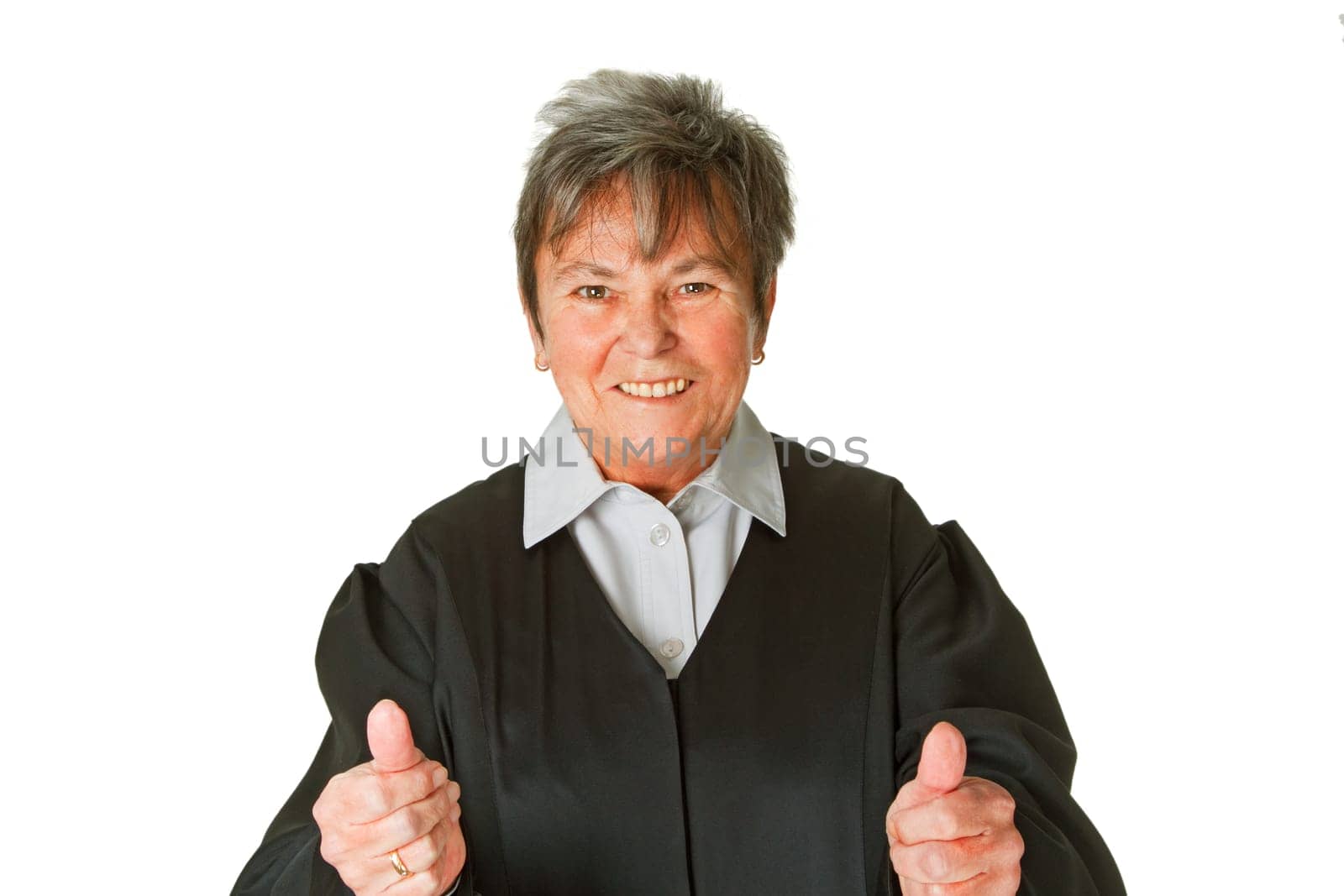 Female lawyer isolated on white background