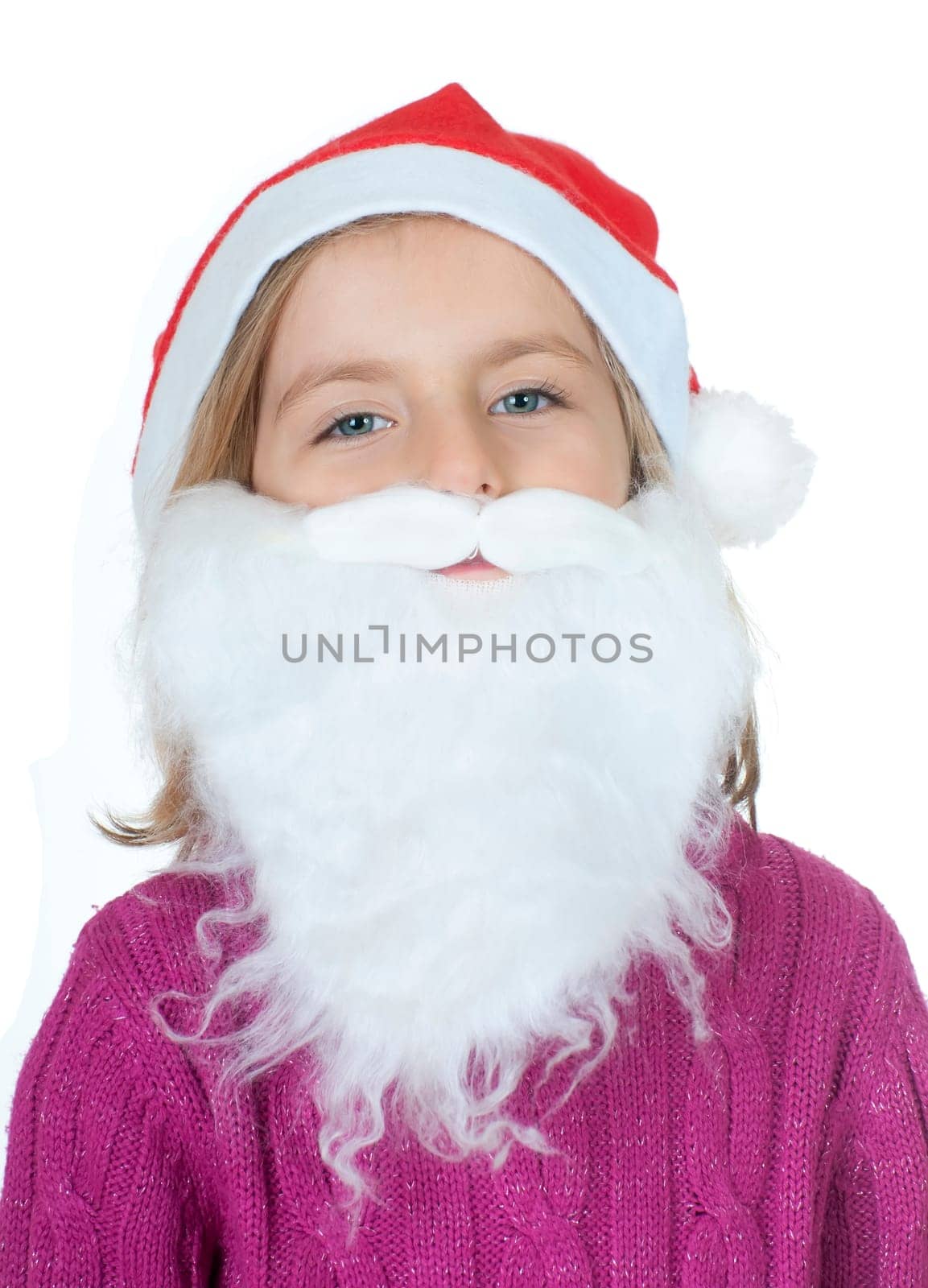 Little girl with santa hat and beard