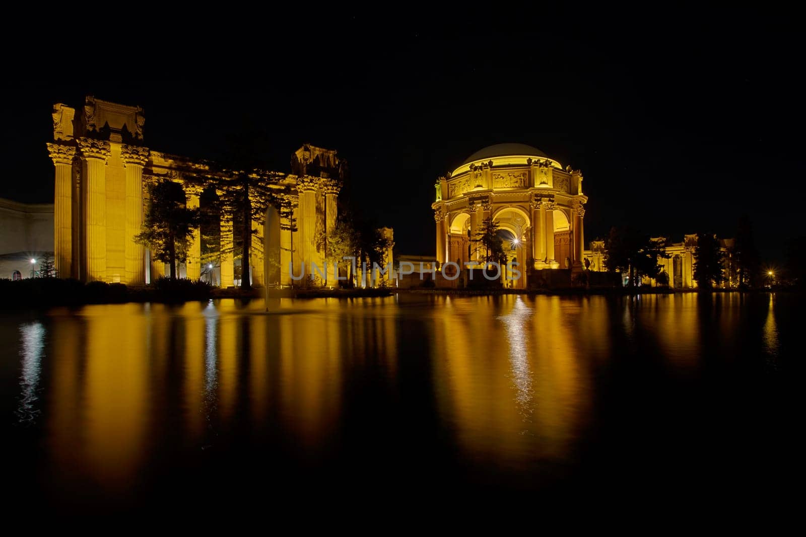 San Francisco Palace of Fine Arts Reflection by the Pond at Night