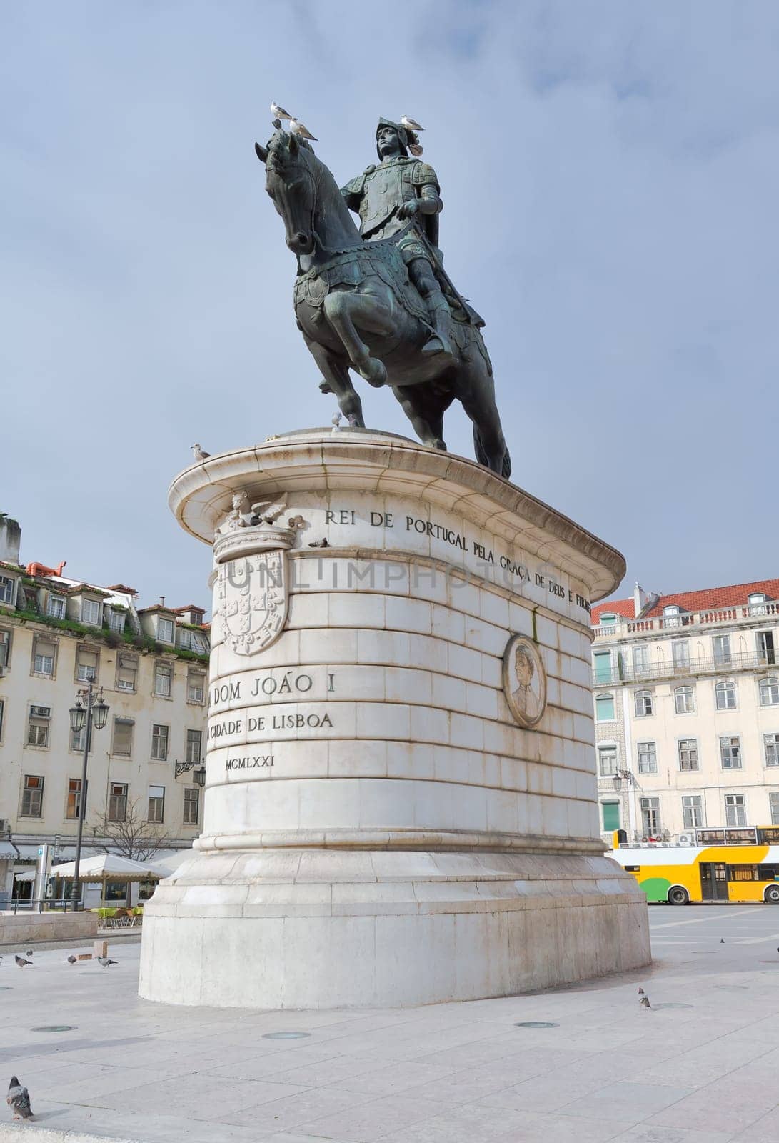 Statue of King Joao I, Praca do Comercio in Lisbon, at Figueiroa Square Portugal
