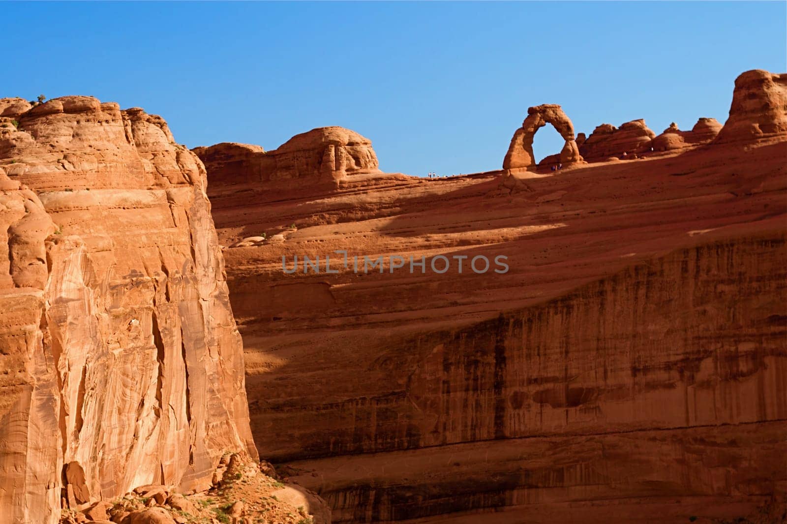 Natural red rock arches at Arches National Park in Utah USA