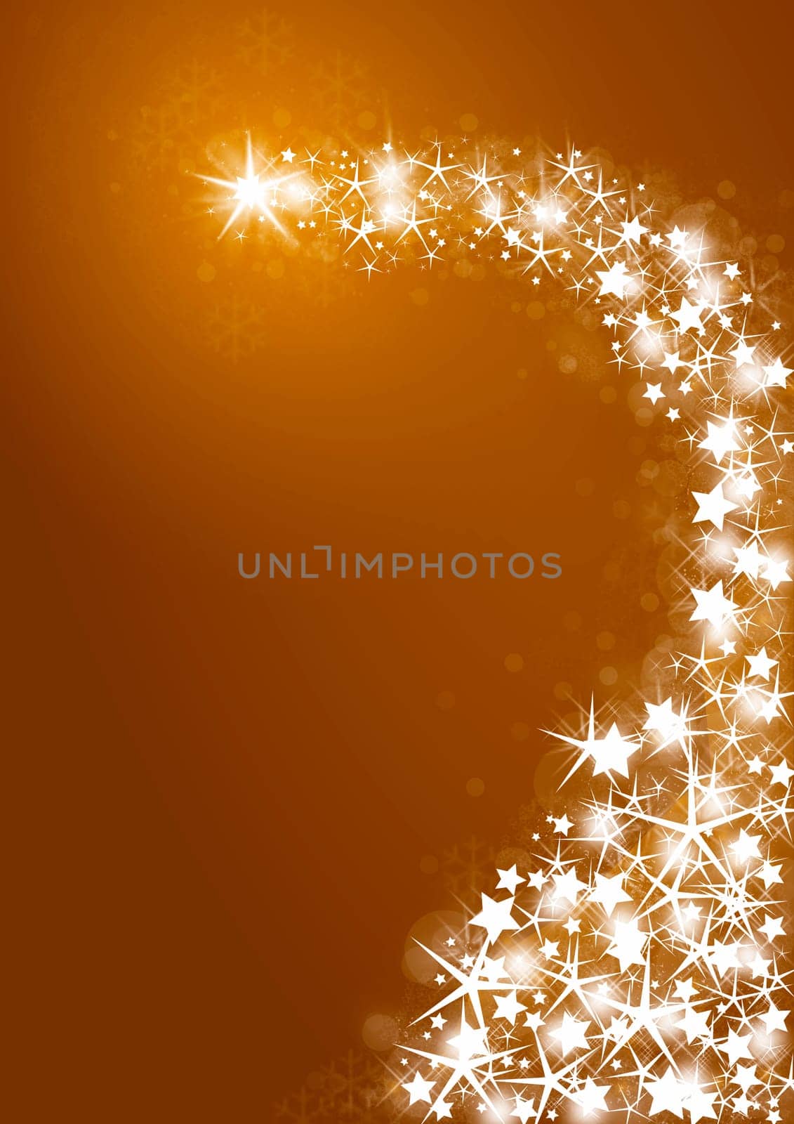 Golden Christmas background with bright stars