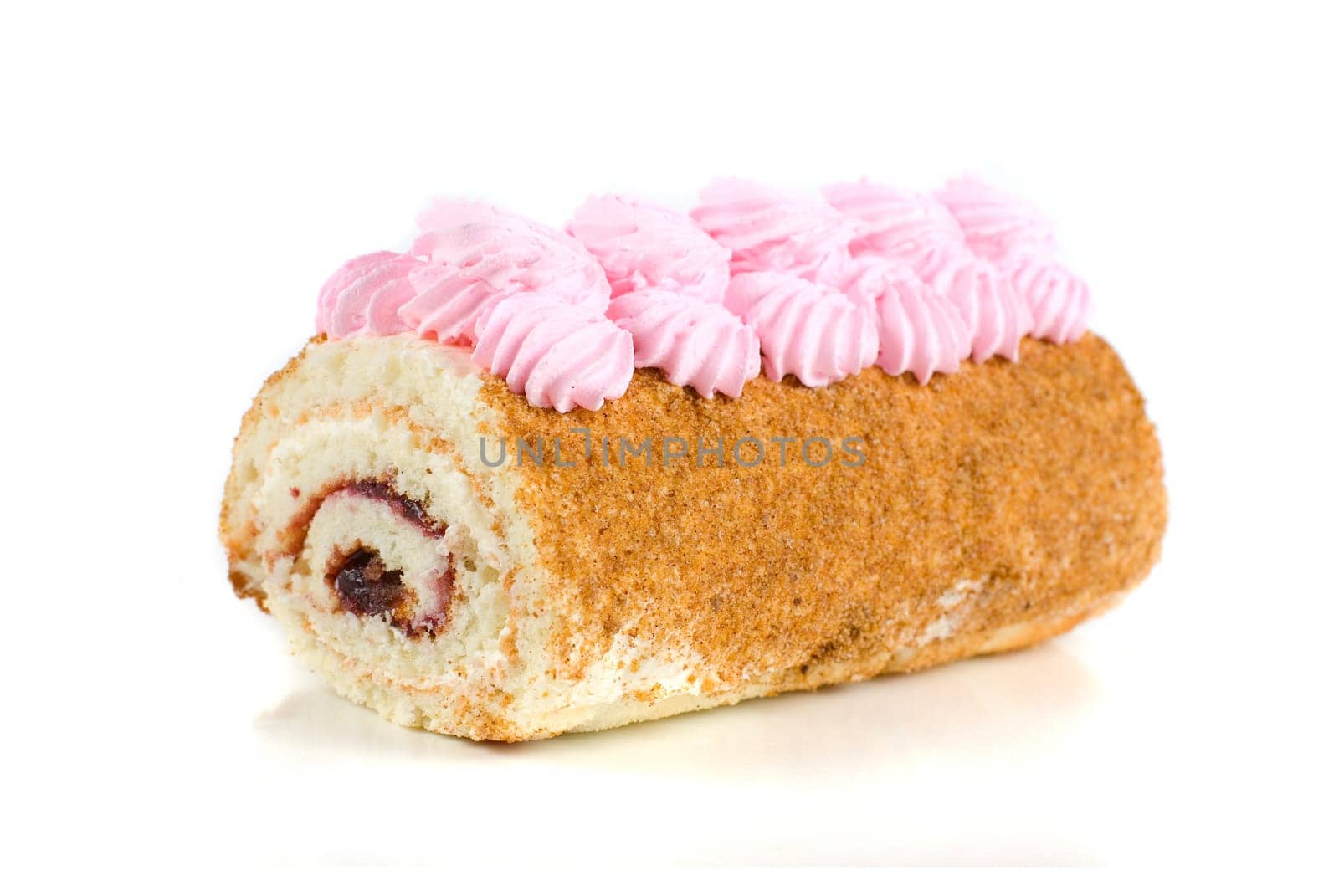 fresh cream cupcake isolated on white and cherry