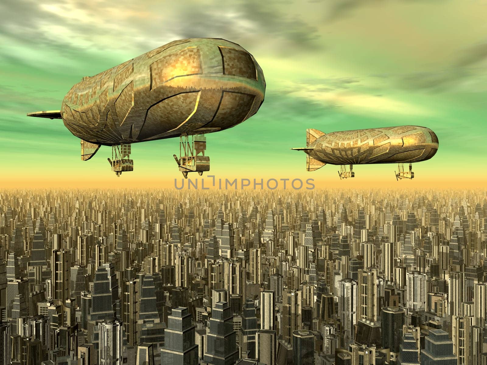 Megacity with airships