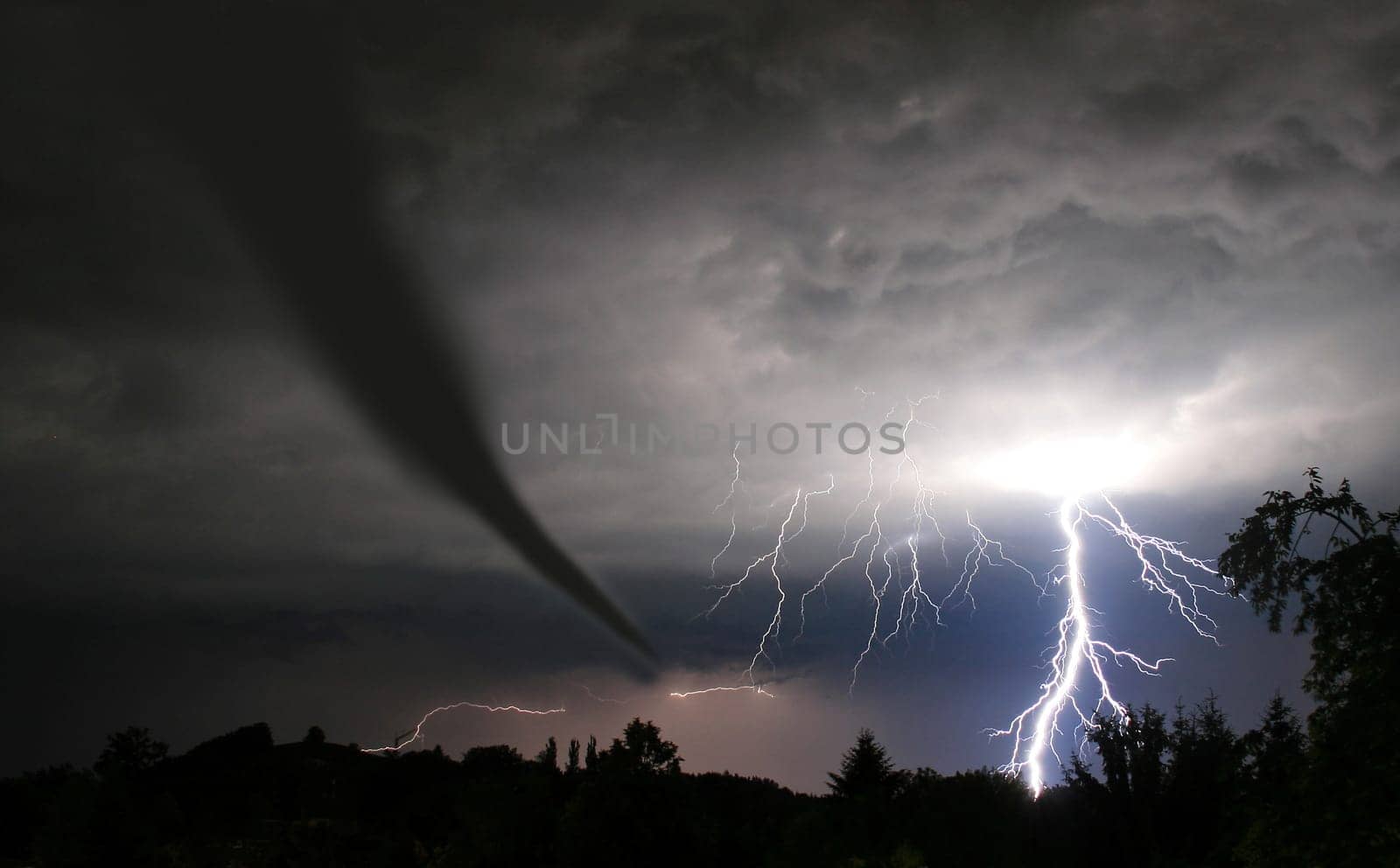 Tornado and lightning