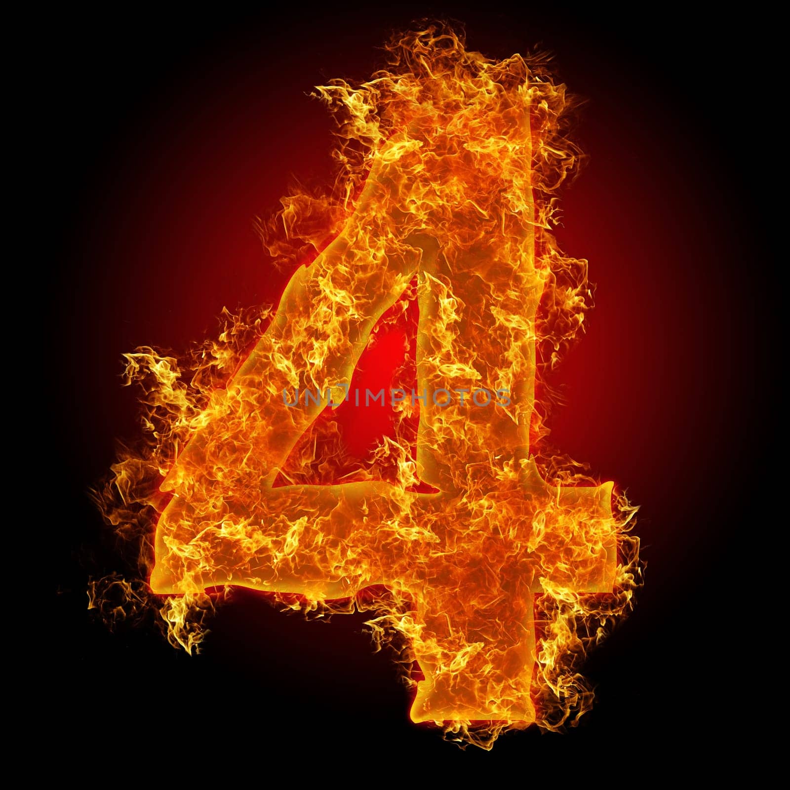 Fire number 4 on a black background