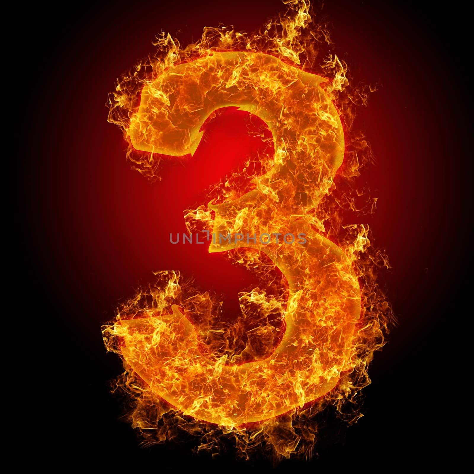 Fire number 3 on a black background
