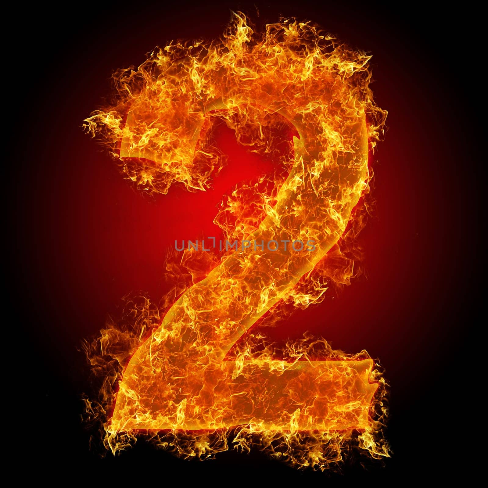 Fire number 2 on a black background