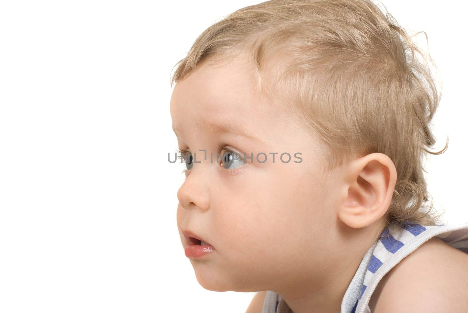 cute one year old boy studio portrait