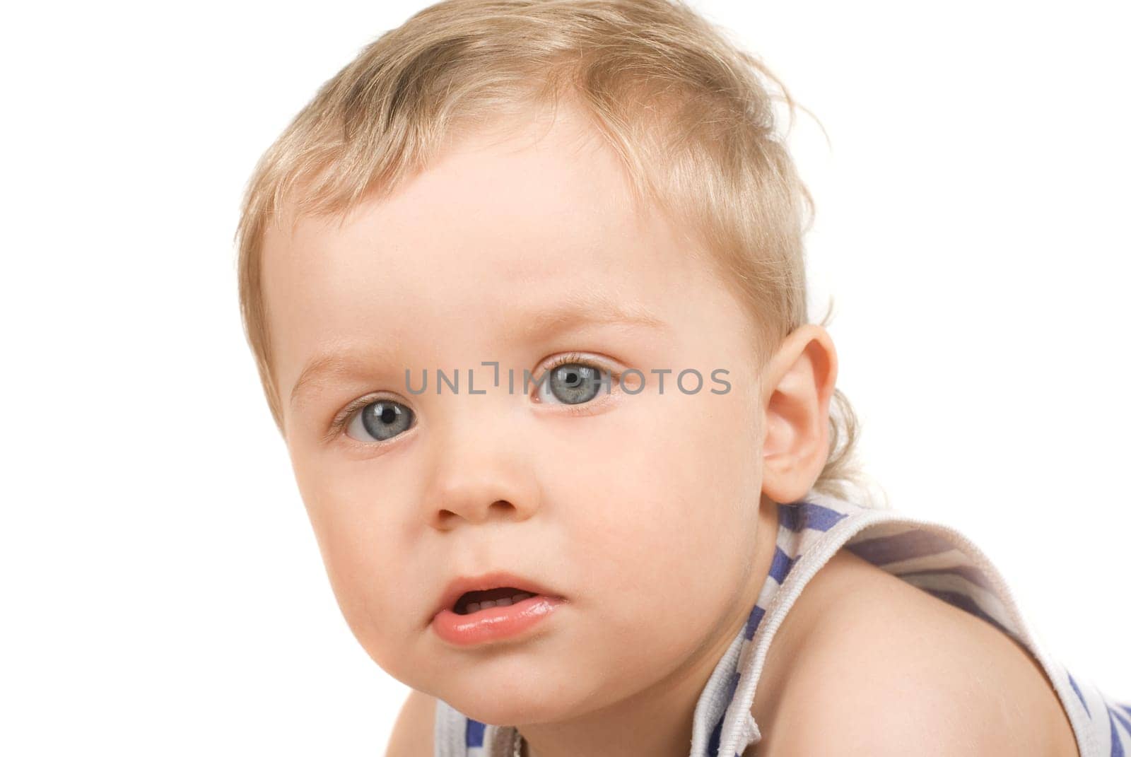 cute one year old boy studio portrait