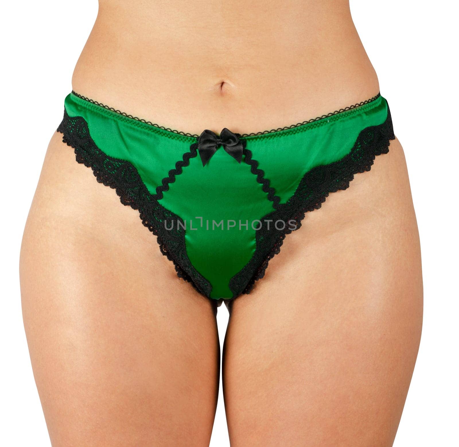 closeup of woman body on a white background