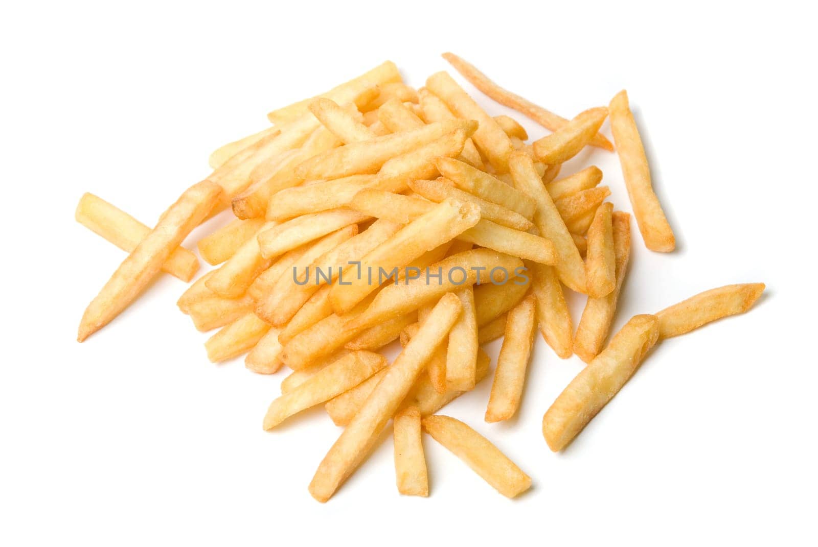 French fried potatoes on a white background