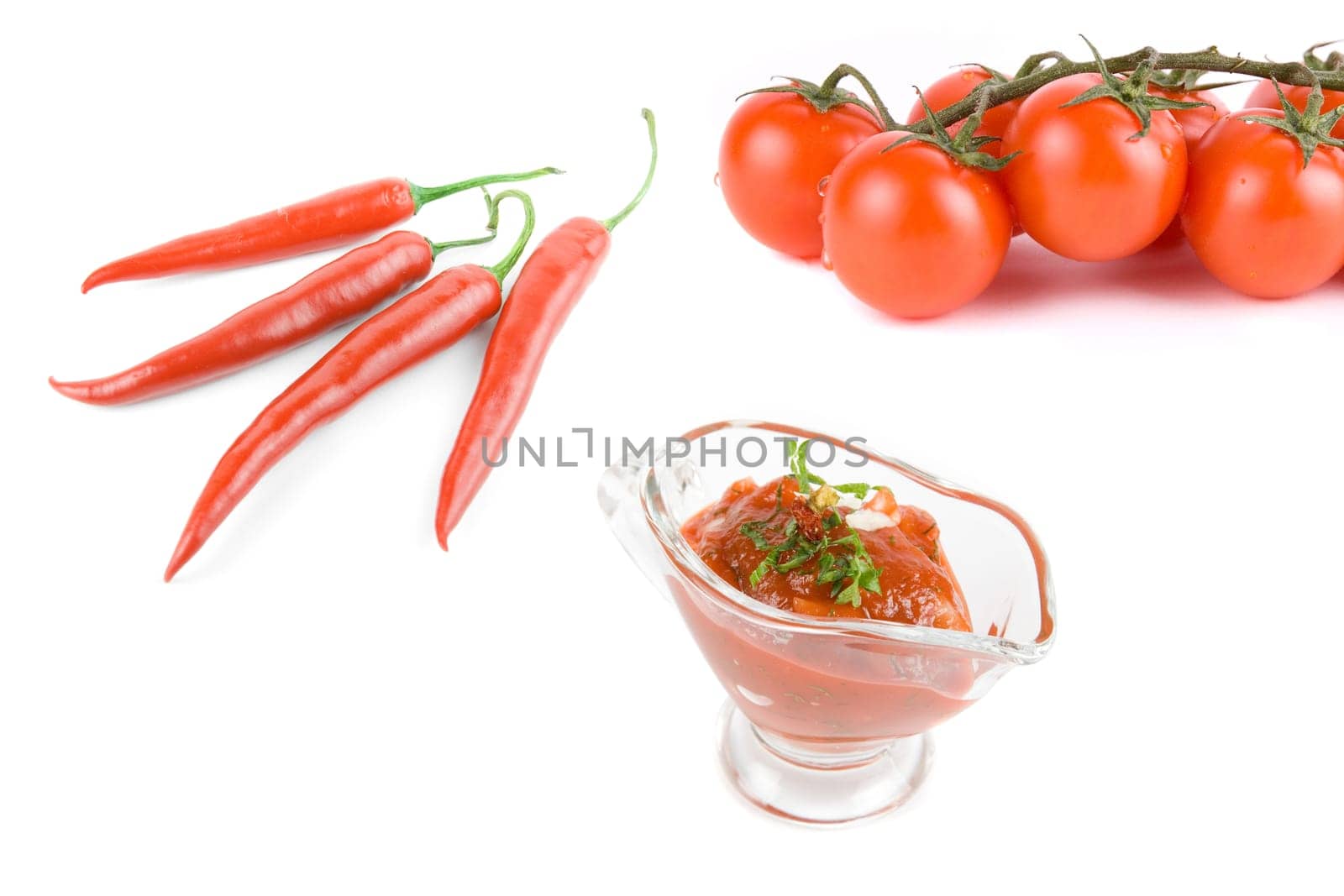 Natural ketchup, from tomatoes and hot red pepper