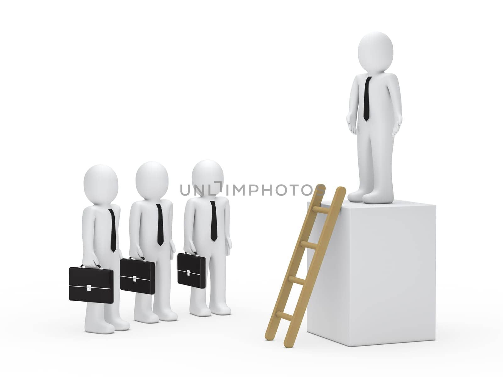 3d business team leader on a cube