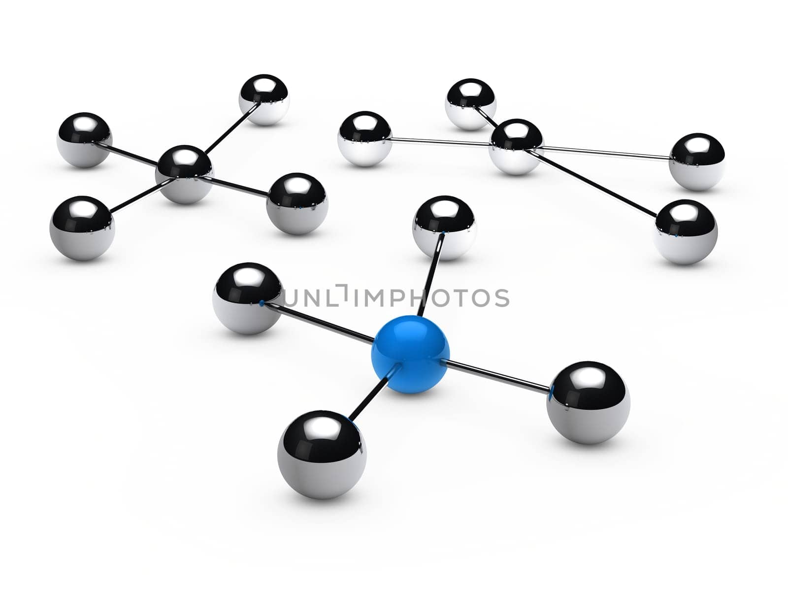 Leadership concept with blue sphere and chrome
