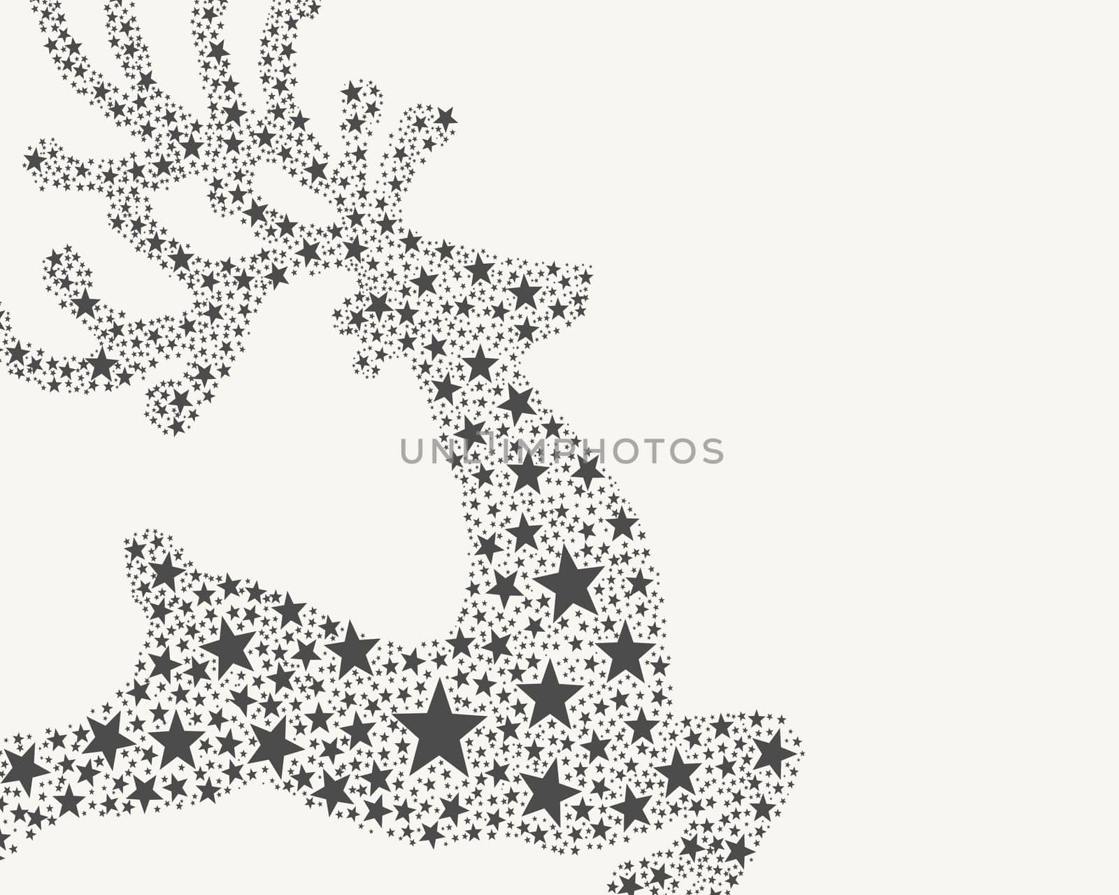 reindeer gray from stars flying on background