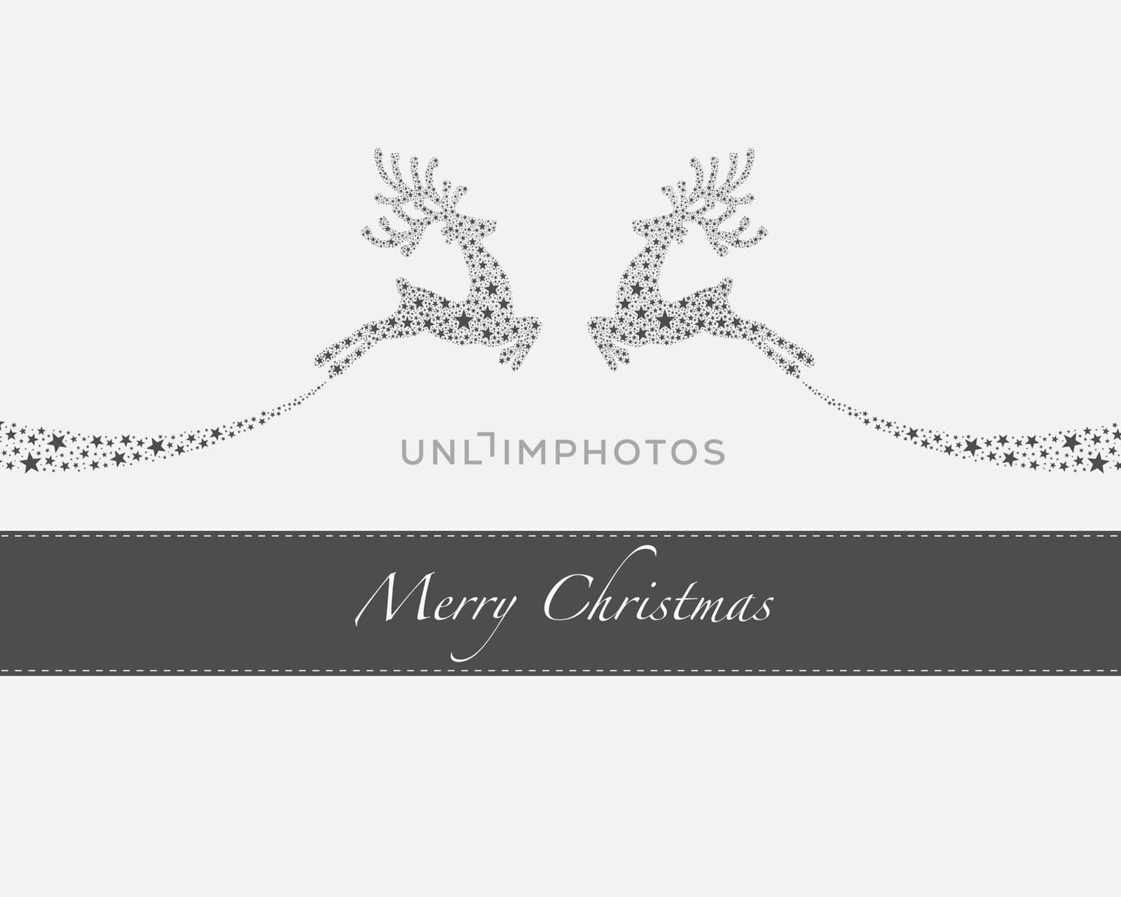 flying reindeers from gray stars merry christmas