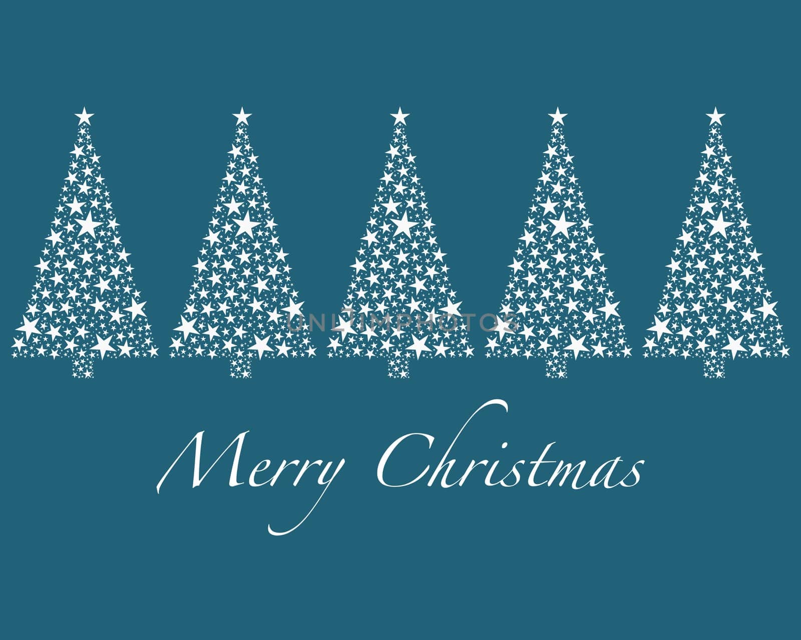 Christmas tree blue from stars and text