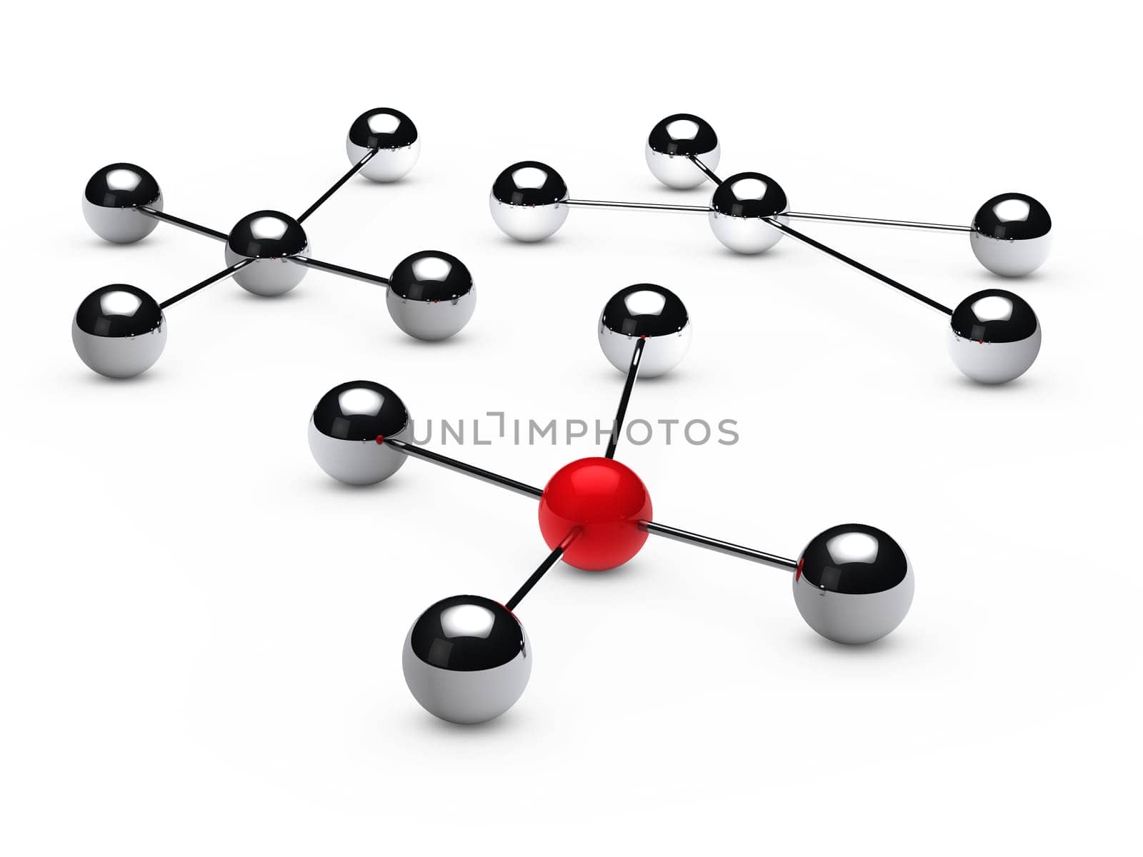 Leadership concept with red sphere and chrome