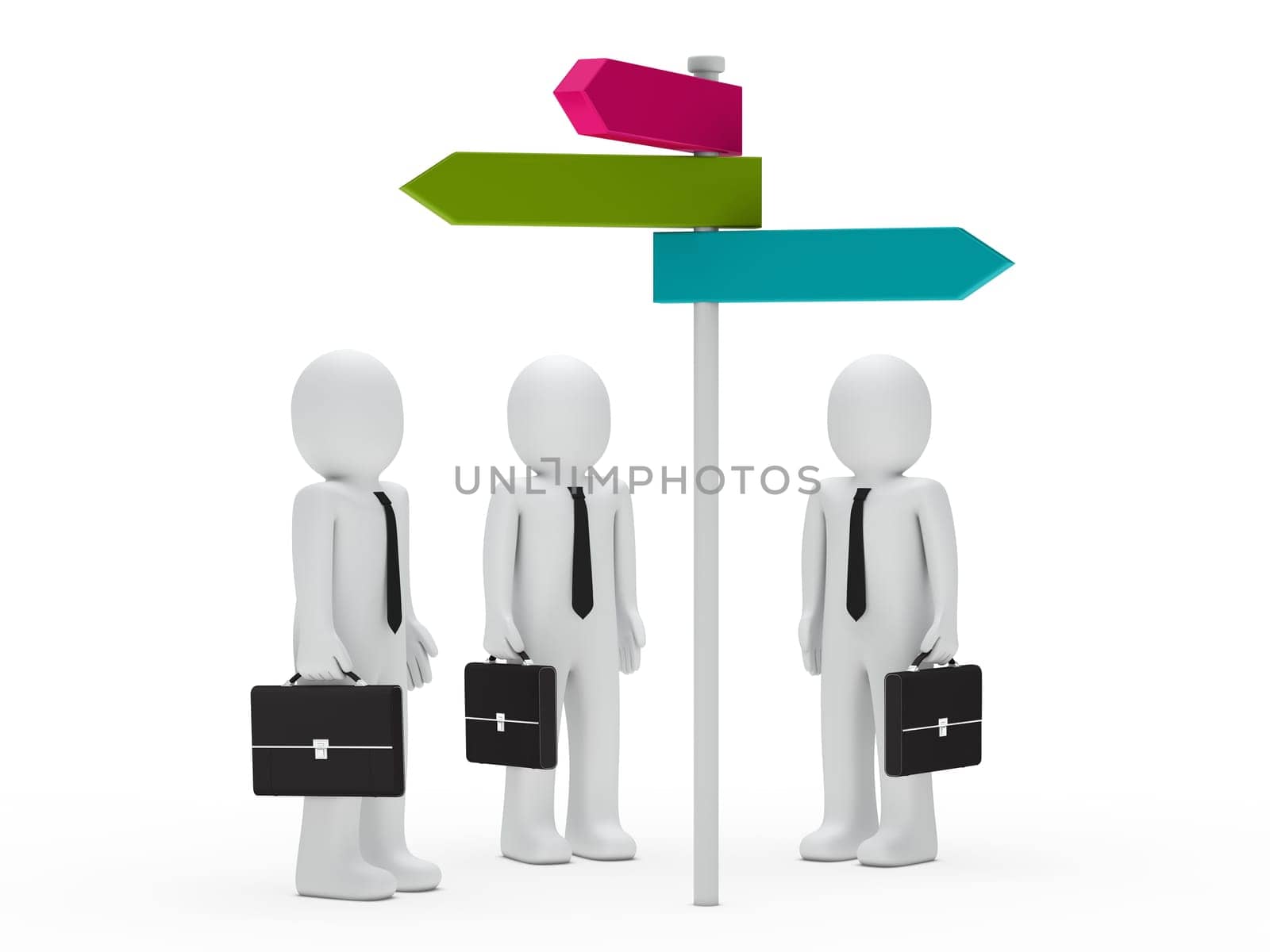 3d business men team choice colorful way