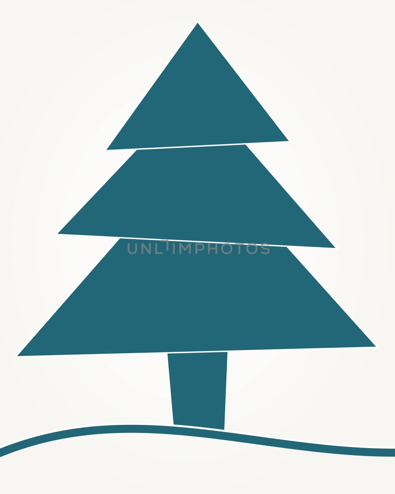 Christmas tree blue abstract with blue ribbom