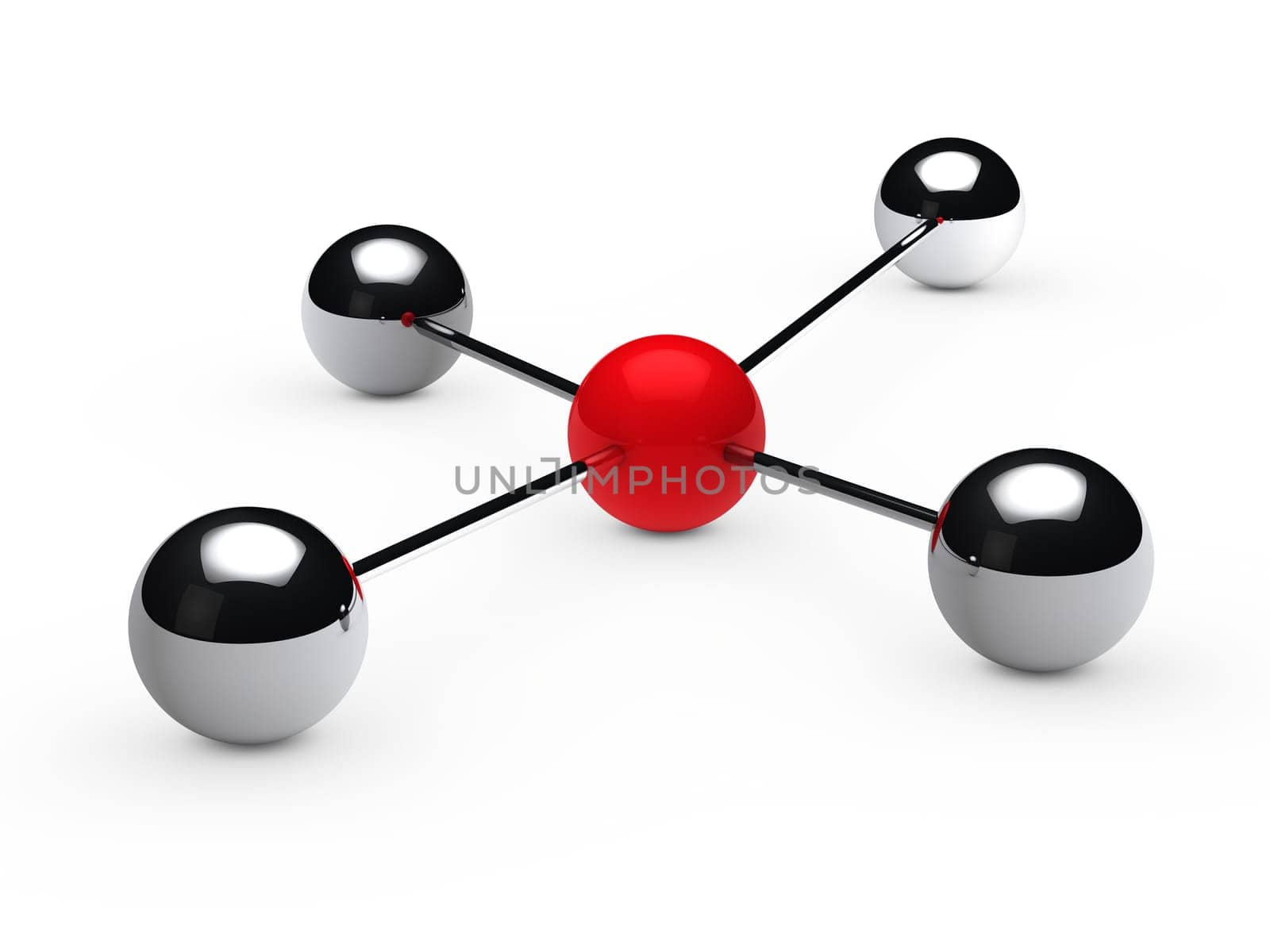 Leadership concept with red sphere and chrome