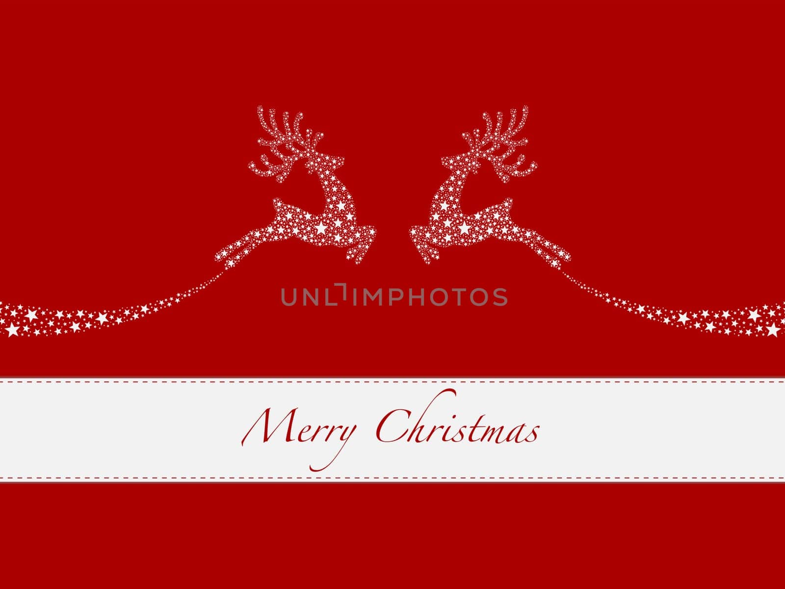 reindeer white from stars flying red background