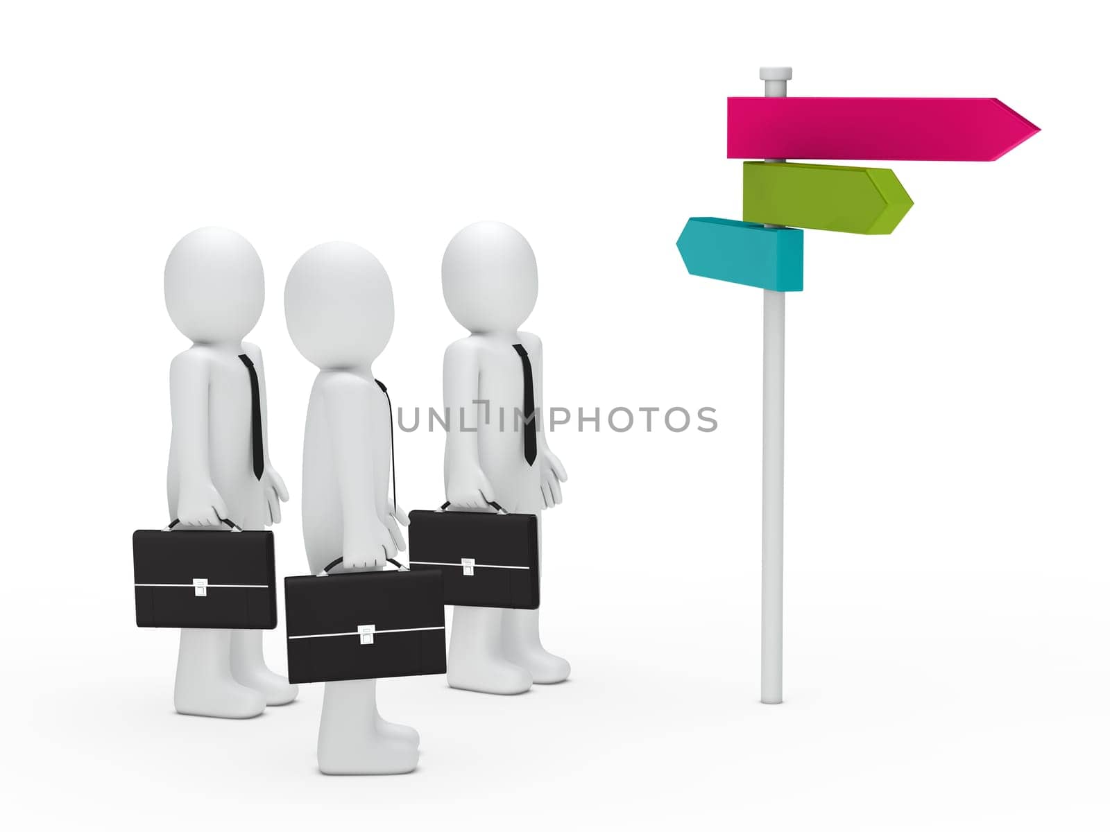 3d business man team choice colorful way