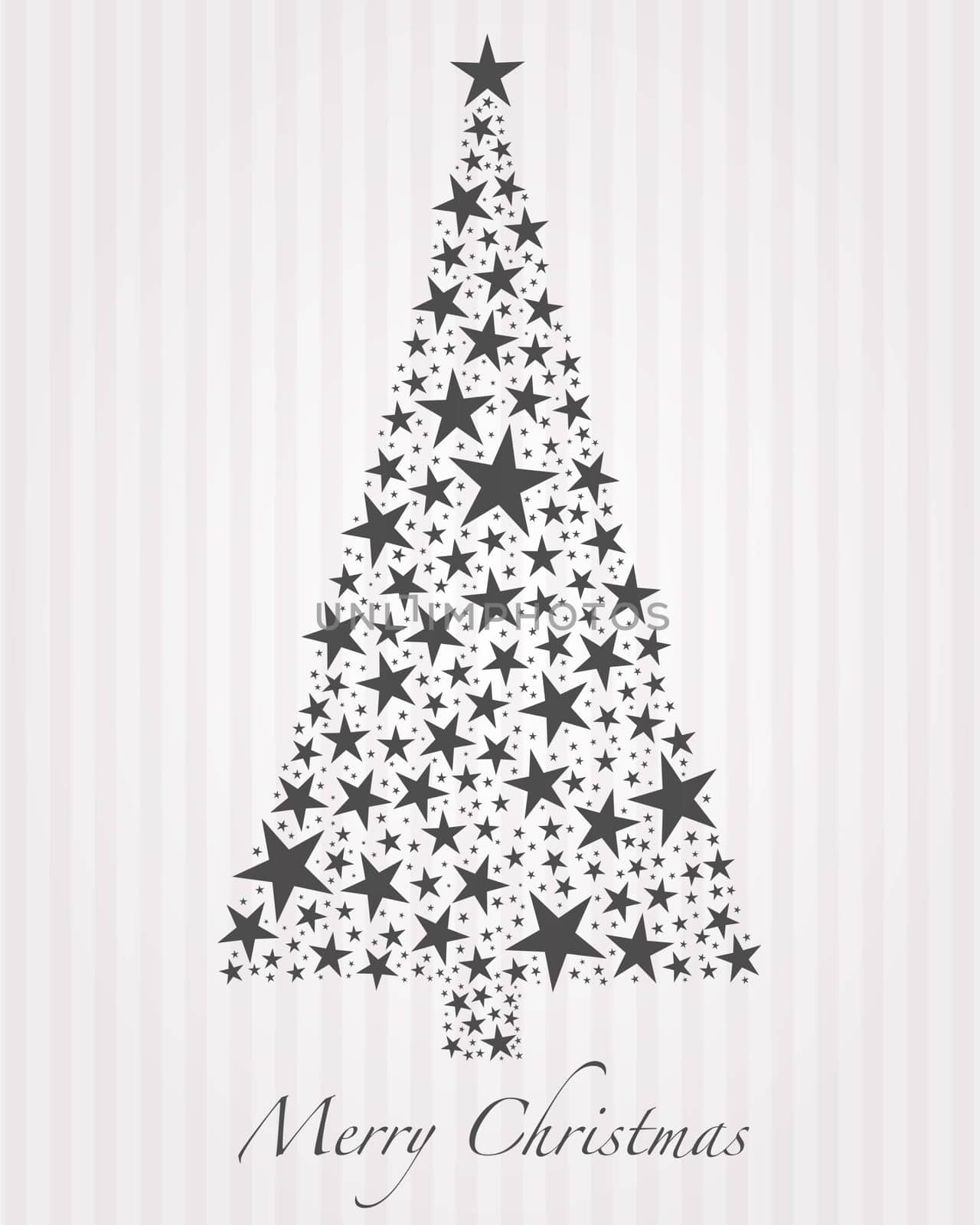Christmas tree from gray stars and text
