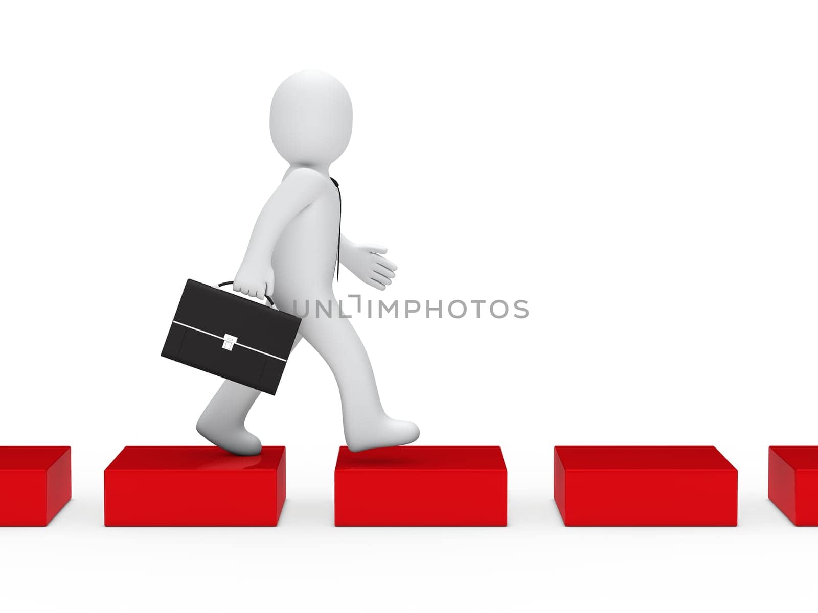 3d business man going red cube way