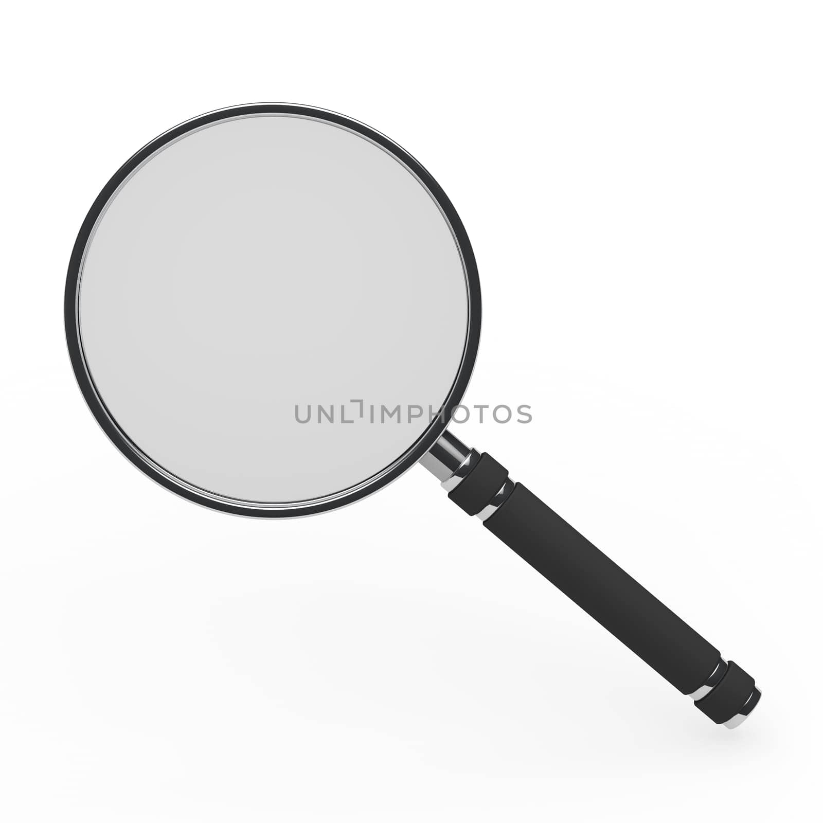 3d magnifying glass on a white background