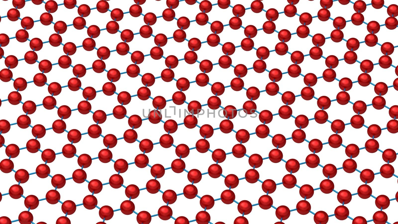 Graphene model hexagonal crystal lattice 3d render on white
