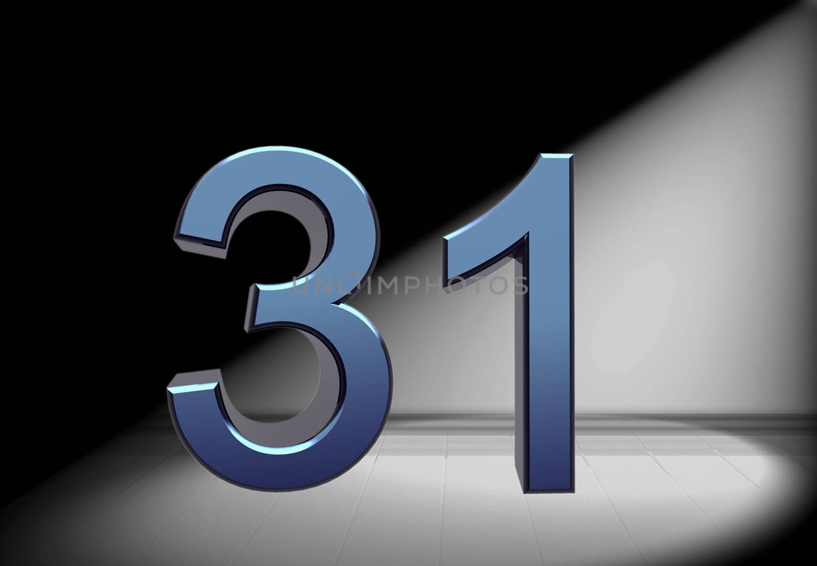 blue number in spotlight
