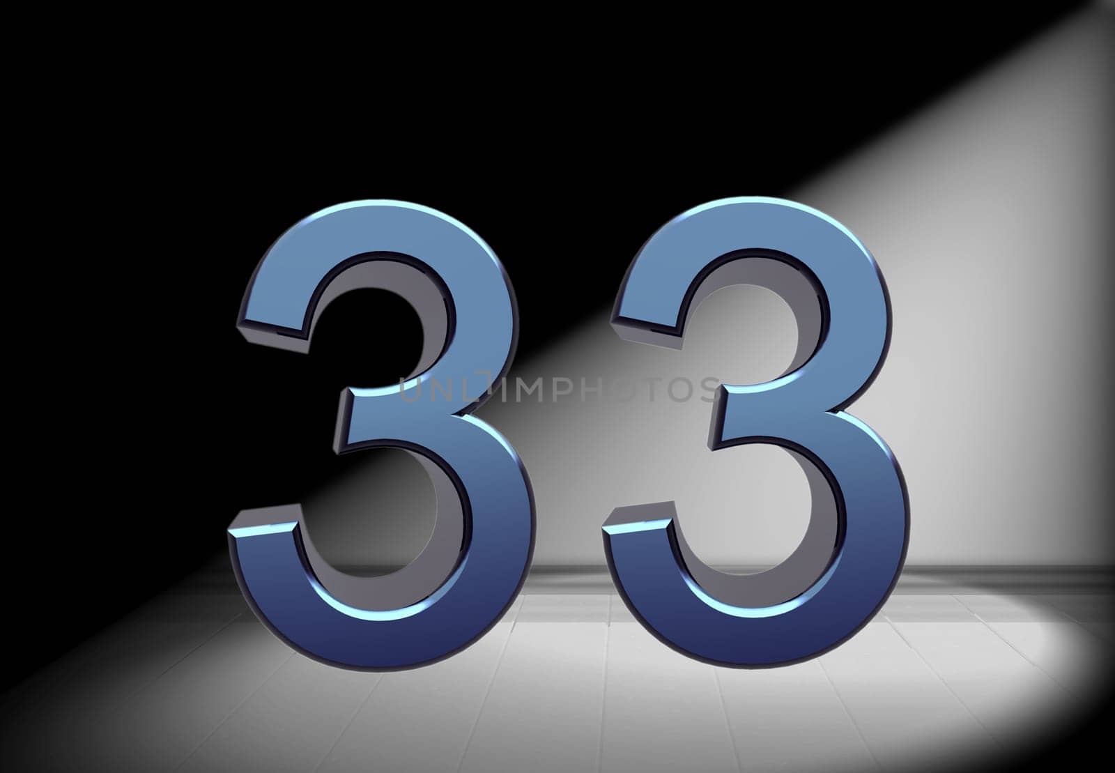 blue number in spotlight