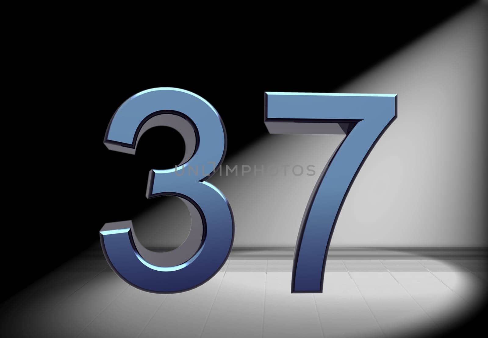 blue number in spotlight