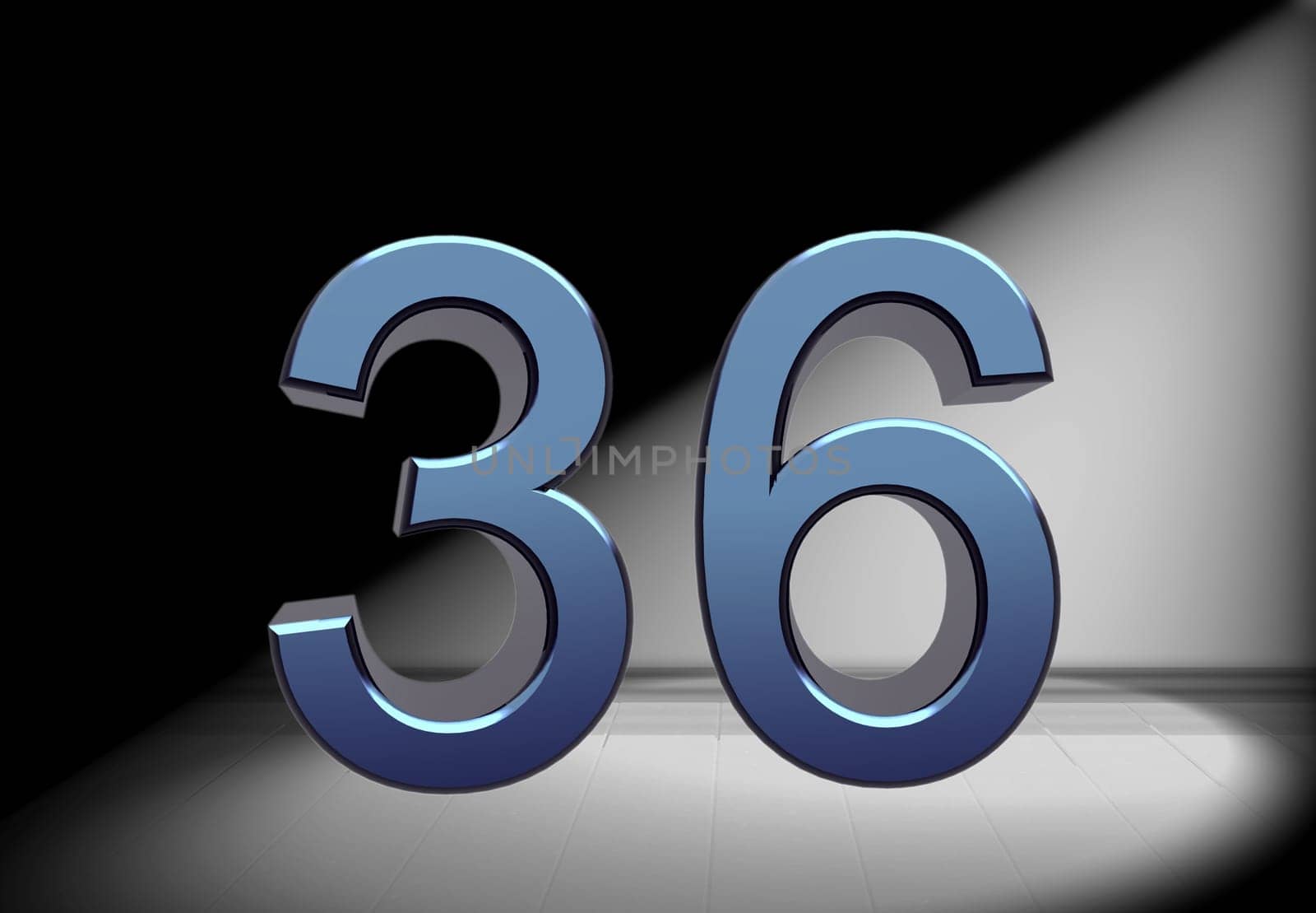 blue number in spotlight