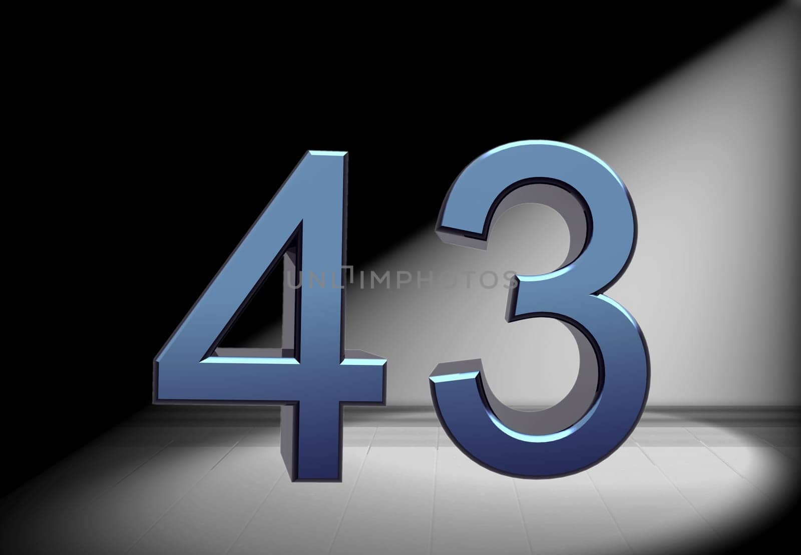 blue number in spotlight