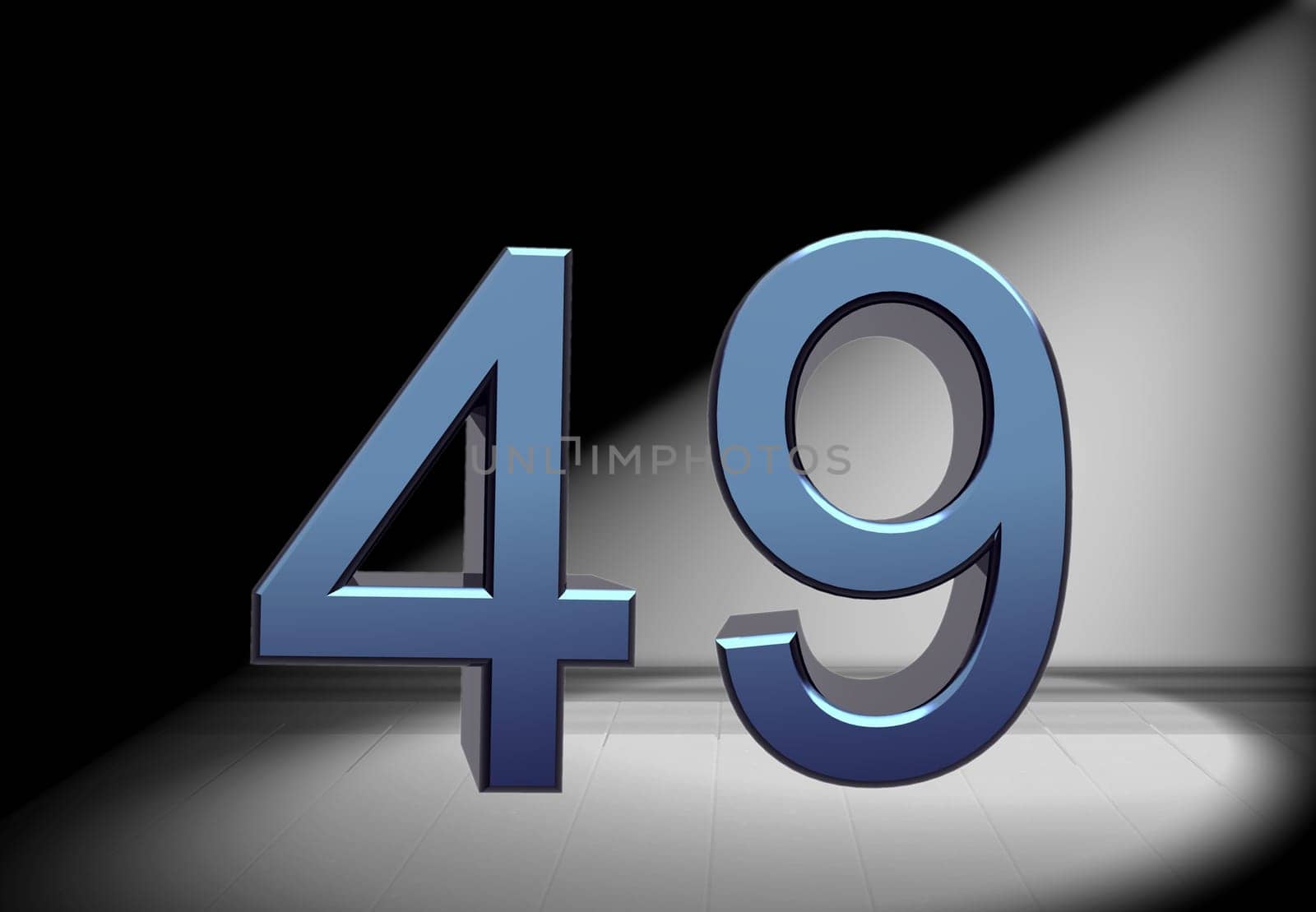 blue number in spotlight